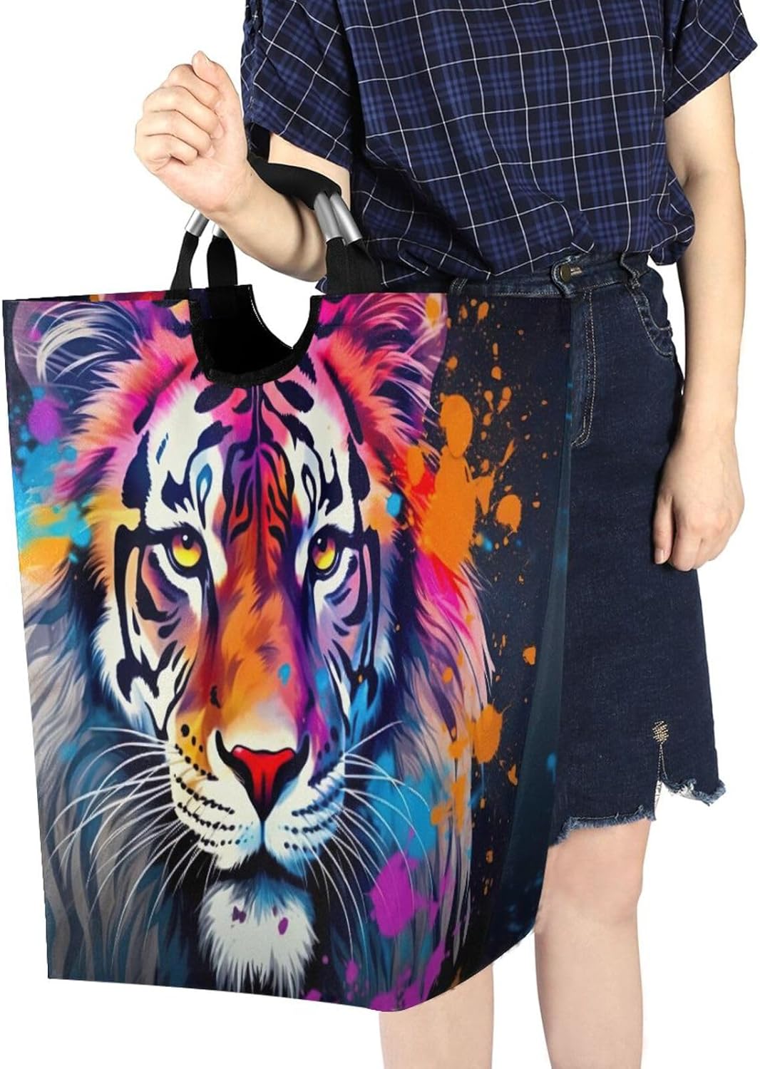 Kigai Foldable Laundry Basket with Tiger Design