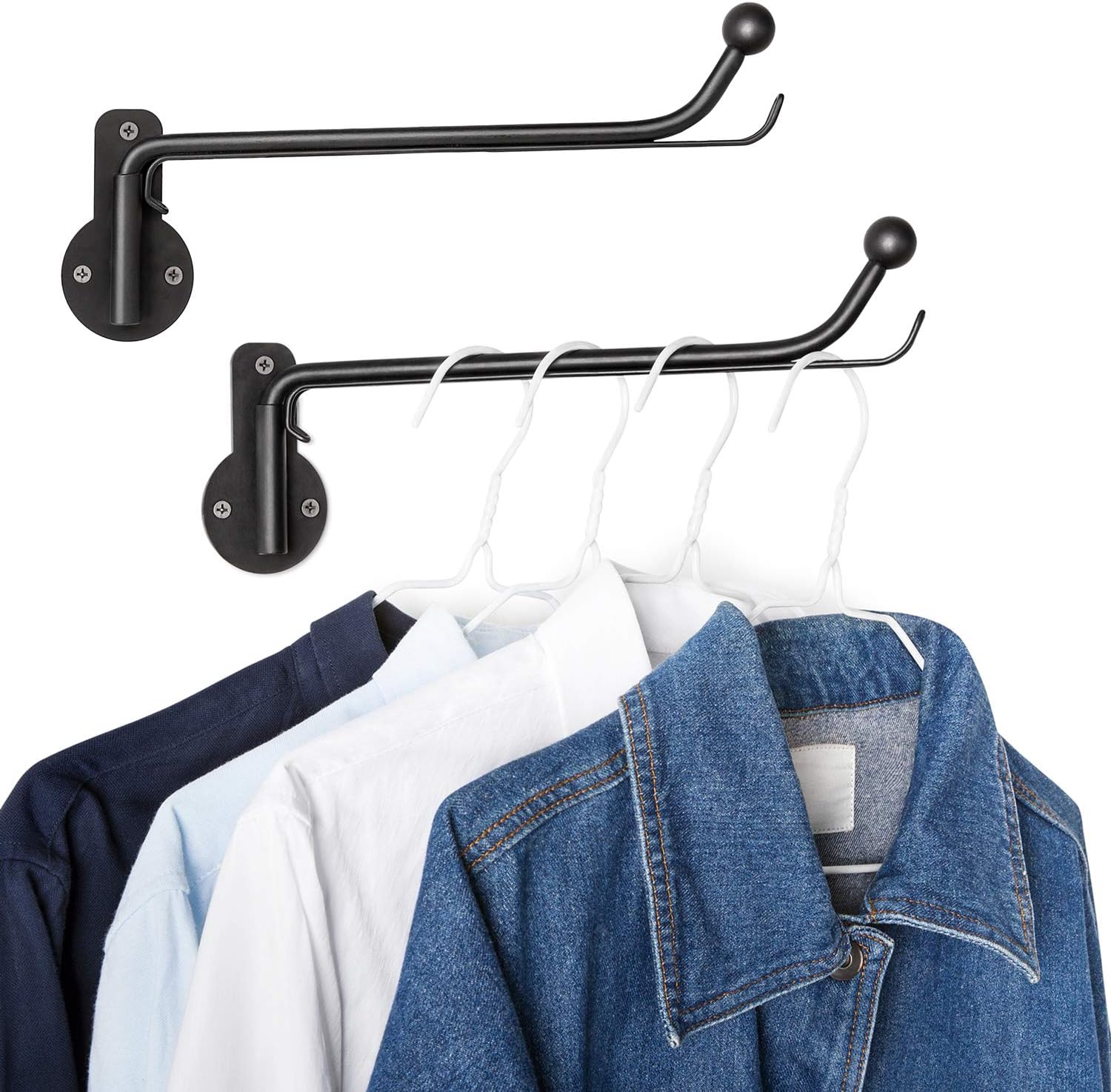 Mkono Wall Clothes Hanger Rack 2 Pack Black