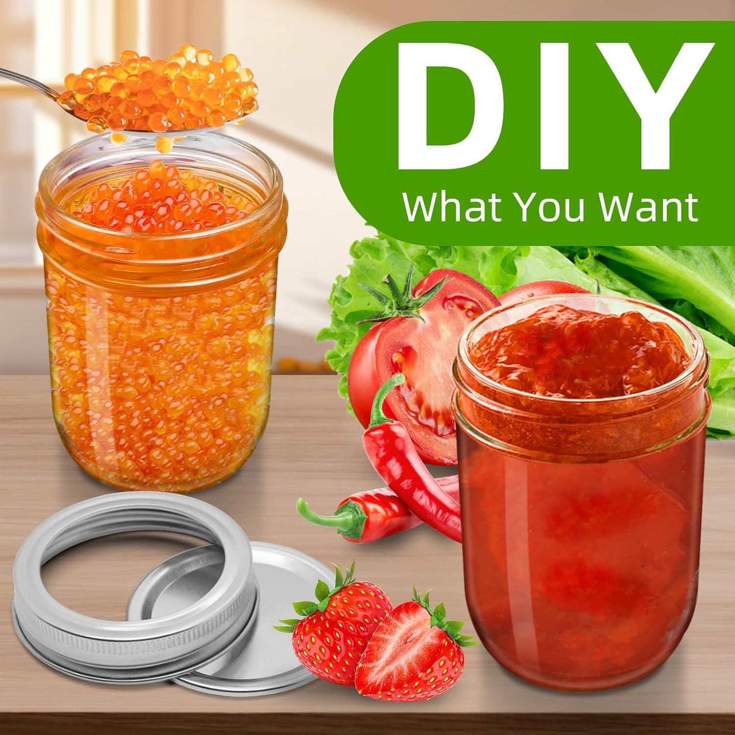 6-piece Mason Jars for Preserving Kitchen Decor
