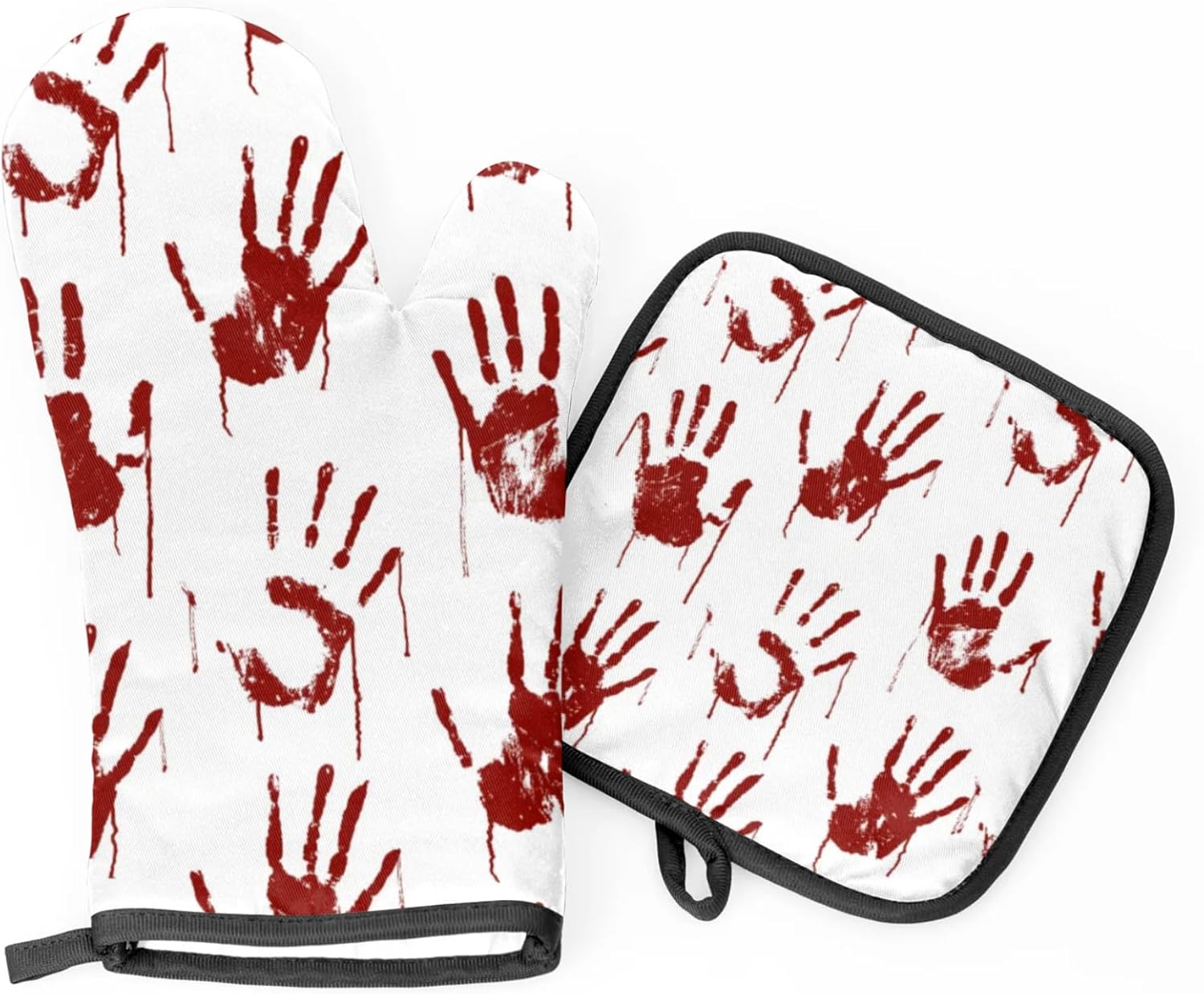 Halloween Red Handprints Oven Mitts Set of 2