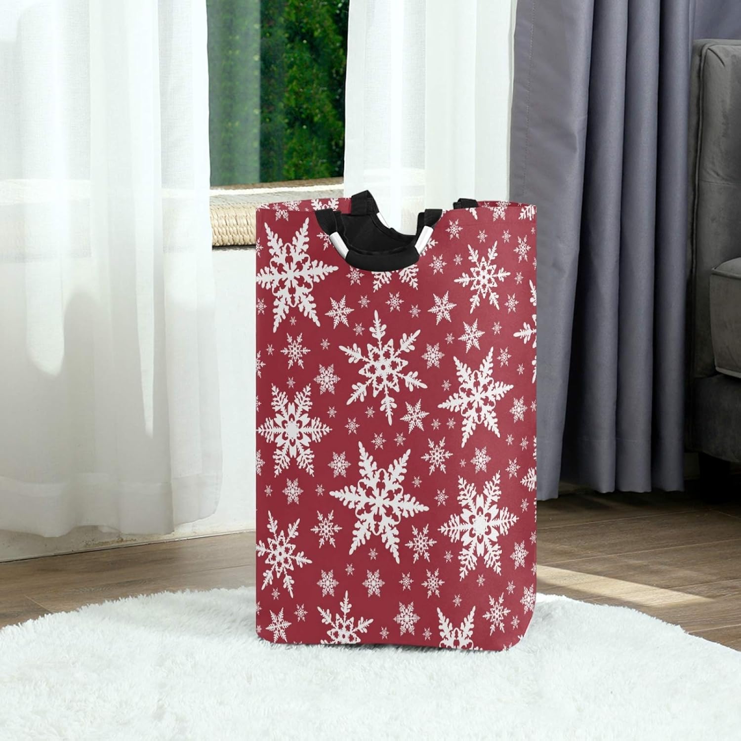 Susiyo Christmas Snowflakes Collapsible Laundry Basket for Kids