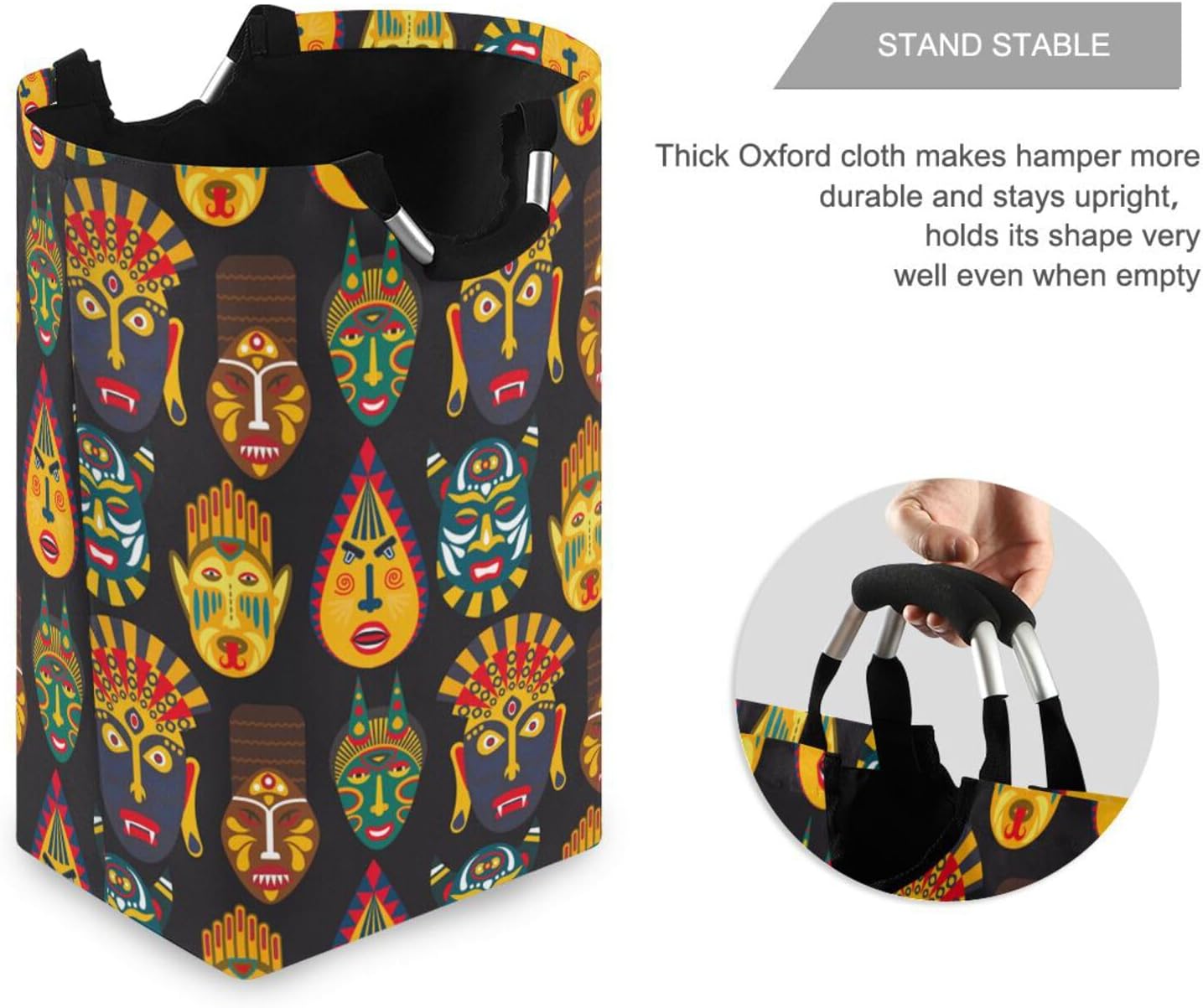 SUSIYO African Tribal Mask Collapsible Laundry Basket