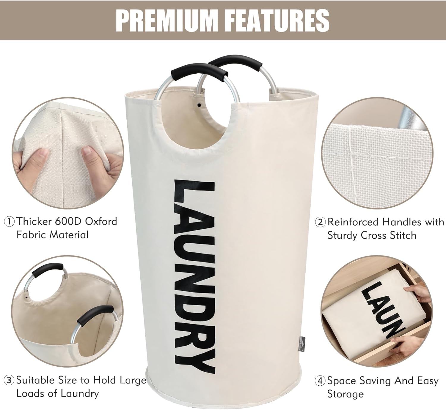 Collapsible Folding Full-Load Hamper for Freestanding