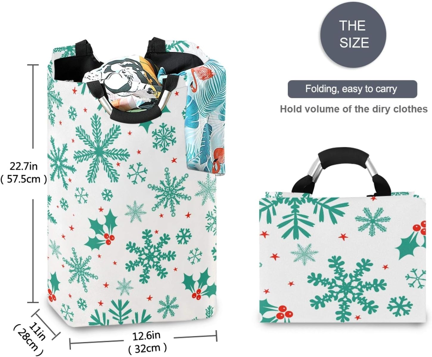 Luxury Winter Christmas Snowflakes Laundry Hamper