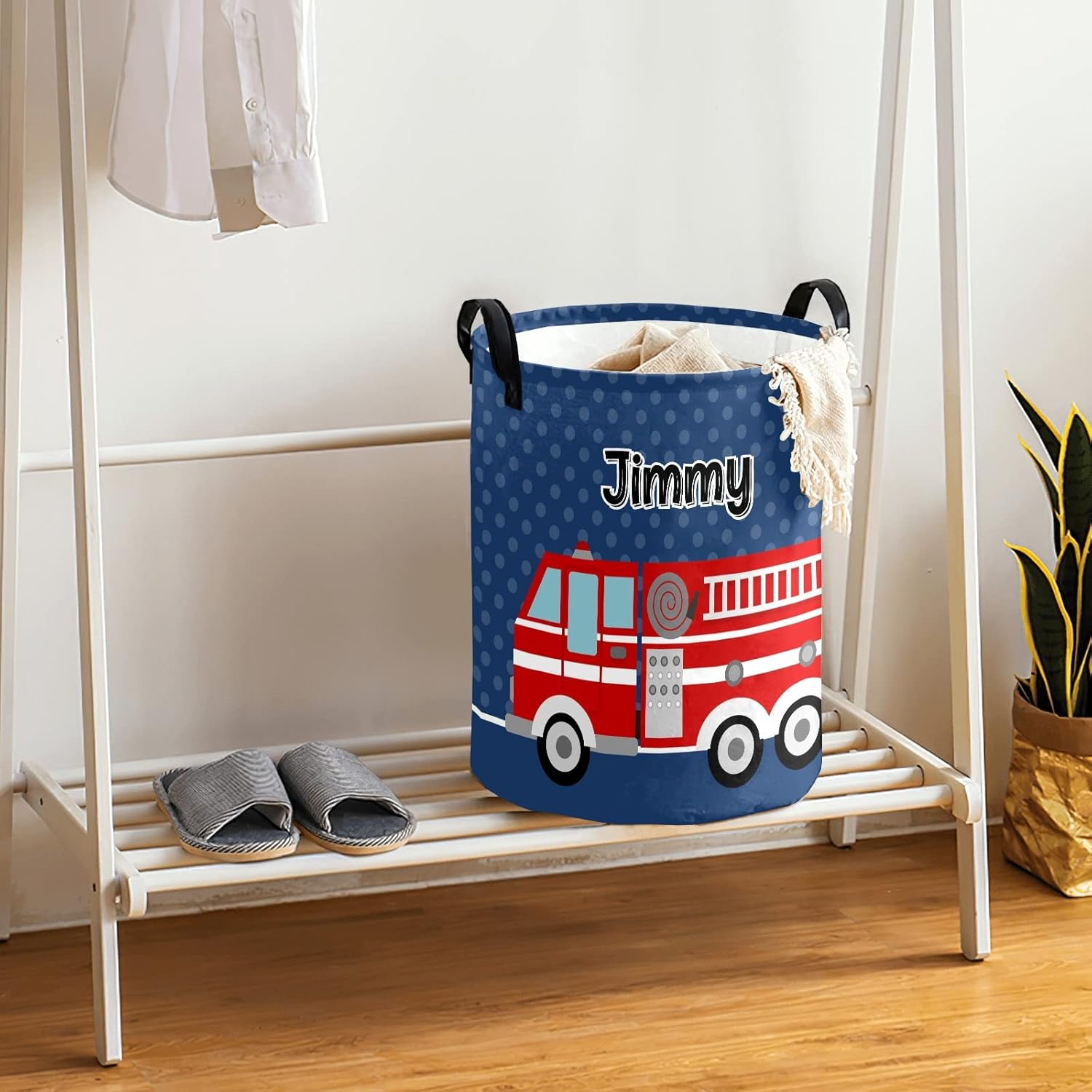 Personalized Fire Truck Laundry Hamper