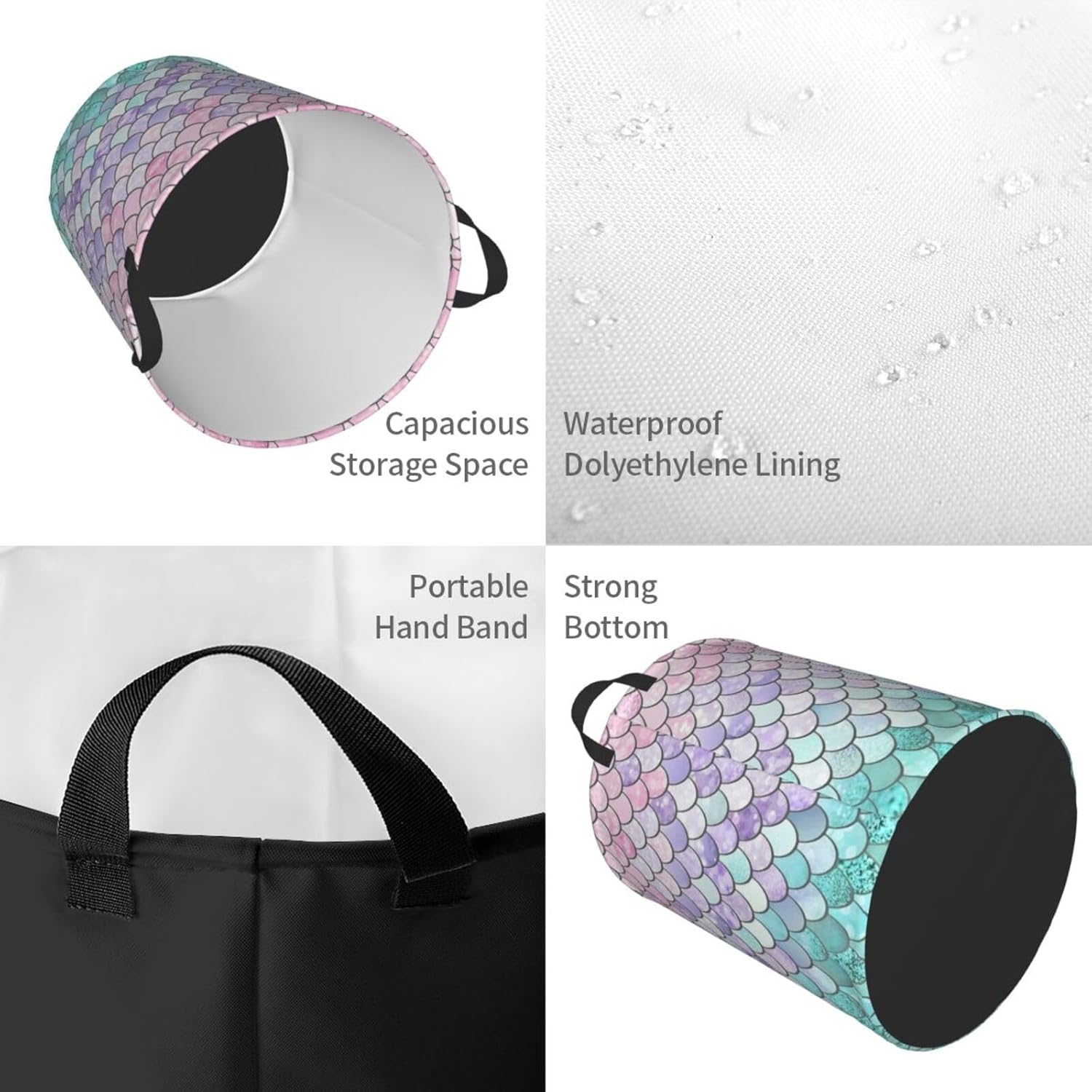Mermaid Fish Scales Waterproof Laundry Hamper