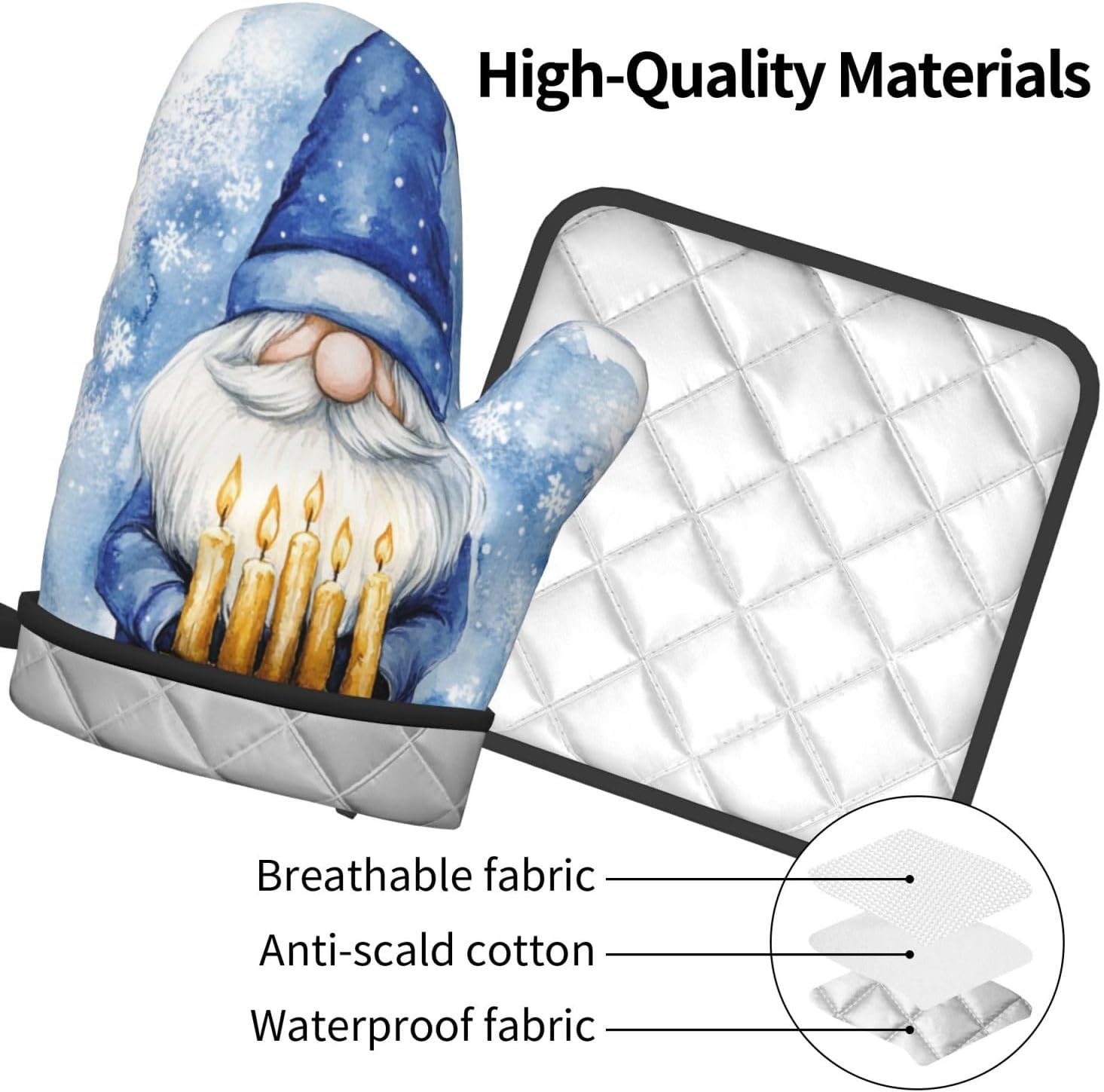 Hanukkah Gnome Oven Mitts Pot Holders