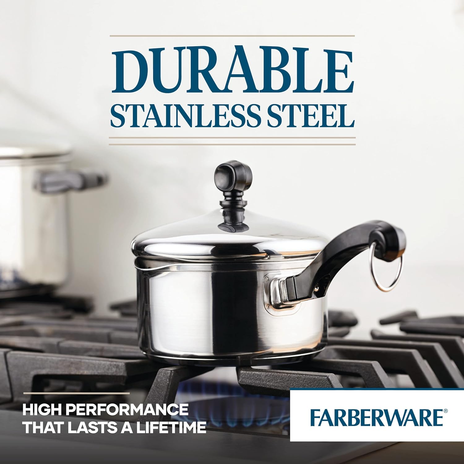 Farberware Classic 1-Quart Straining Saucepan with Lid Silver