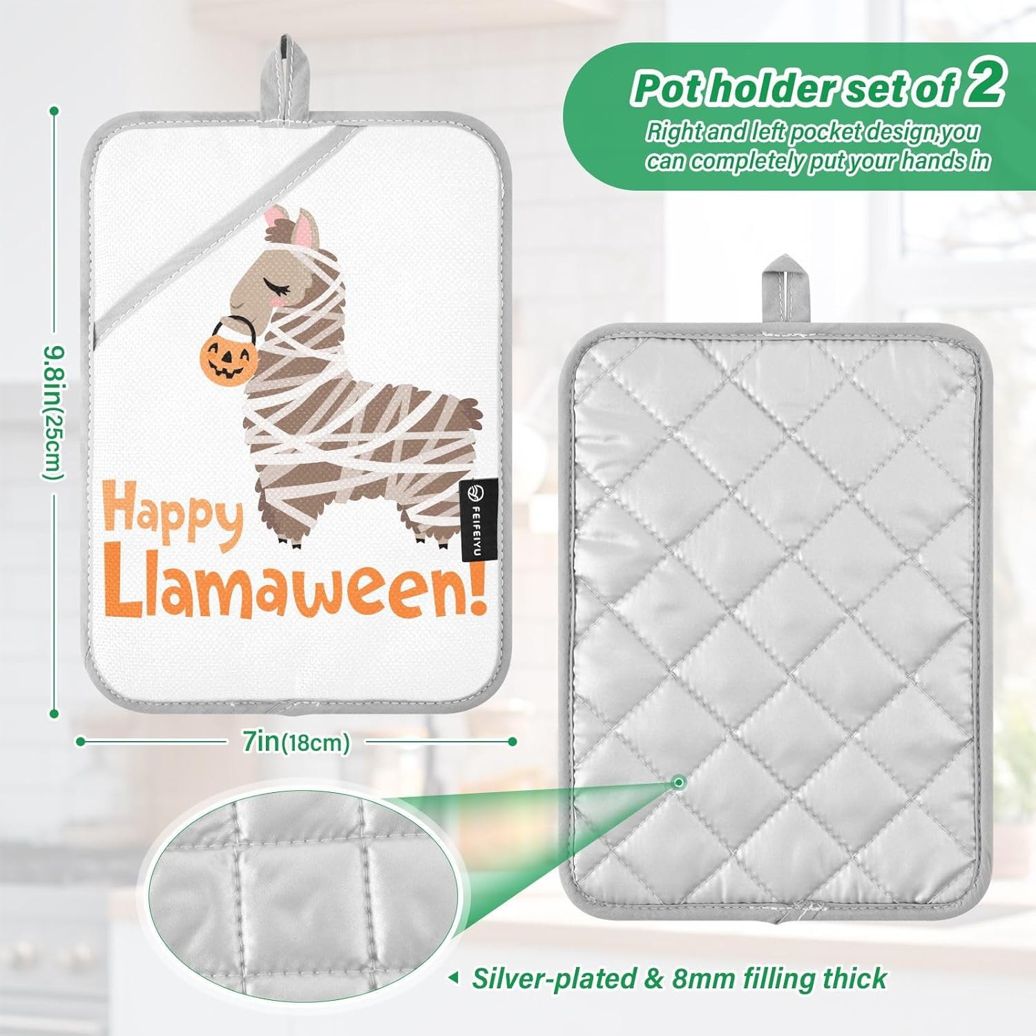 Perfect Halloween Trick or Treat Potent Pot Holder Set for Llamas