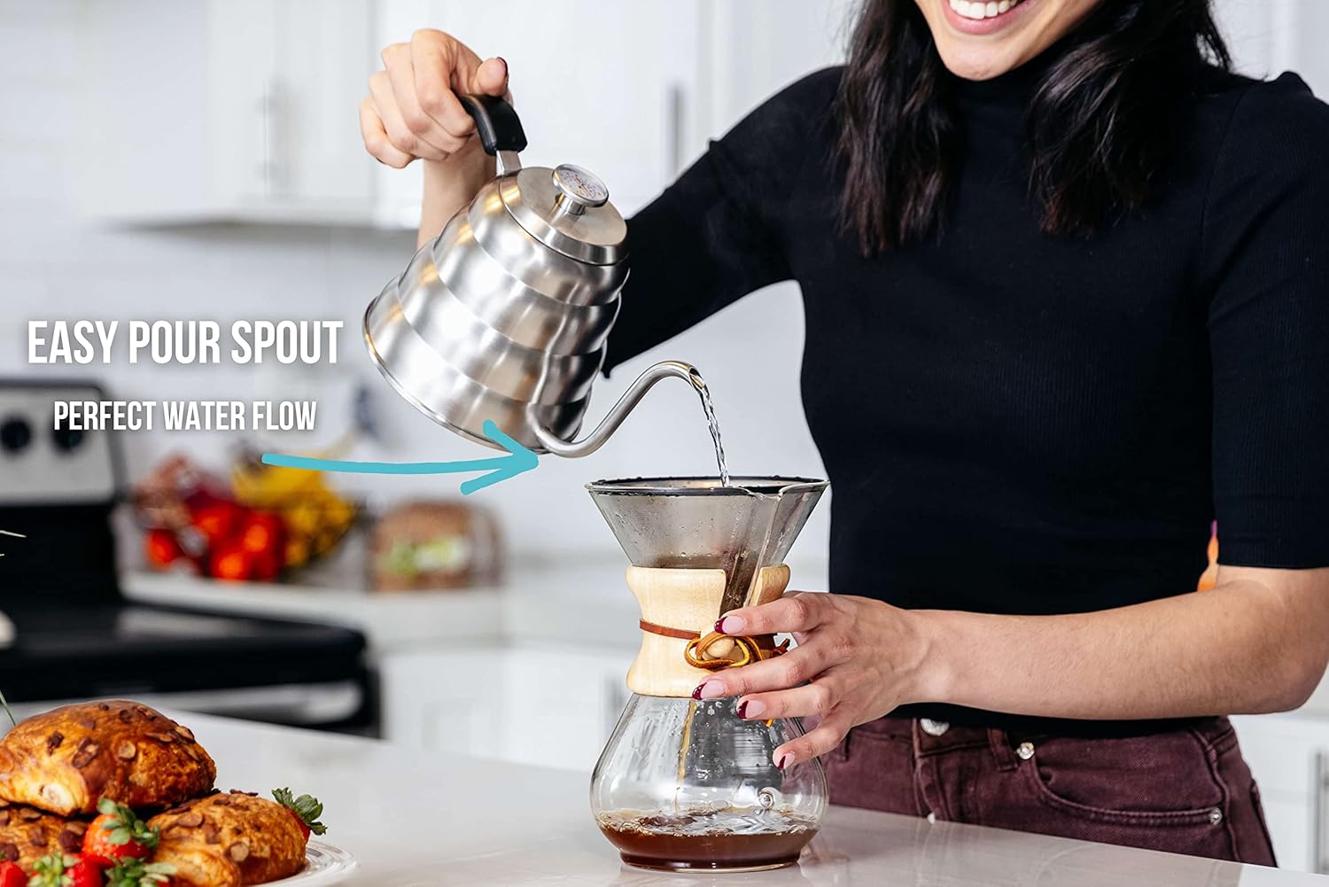 Barista Warrior Gooseneck Coffee Kettle with Thermometer