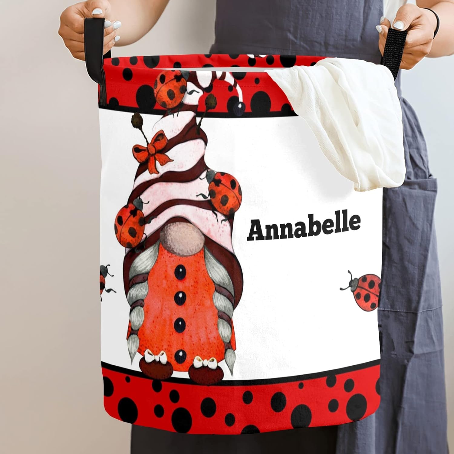 Ladybird Dots Gnome waterproof laundry basket