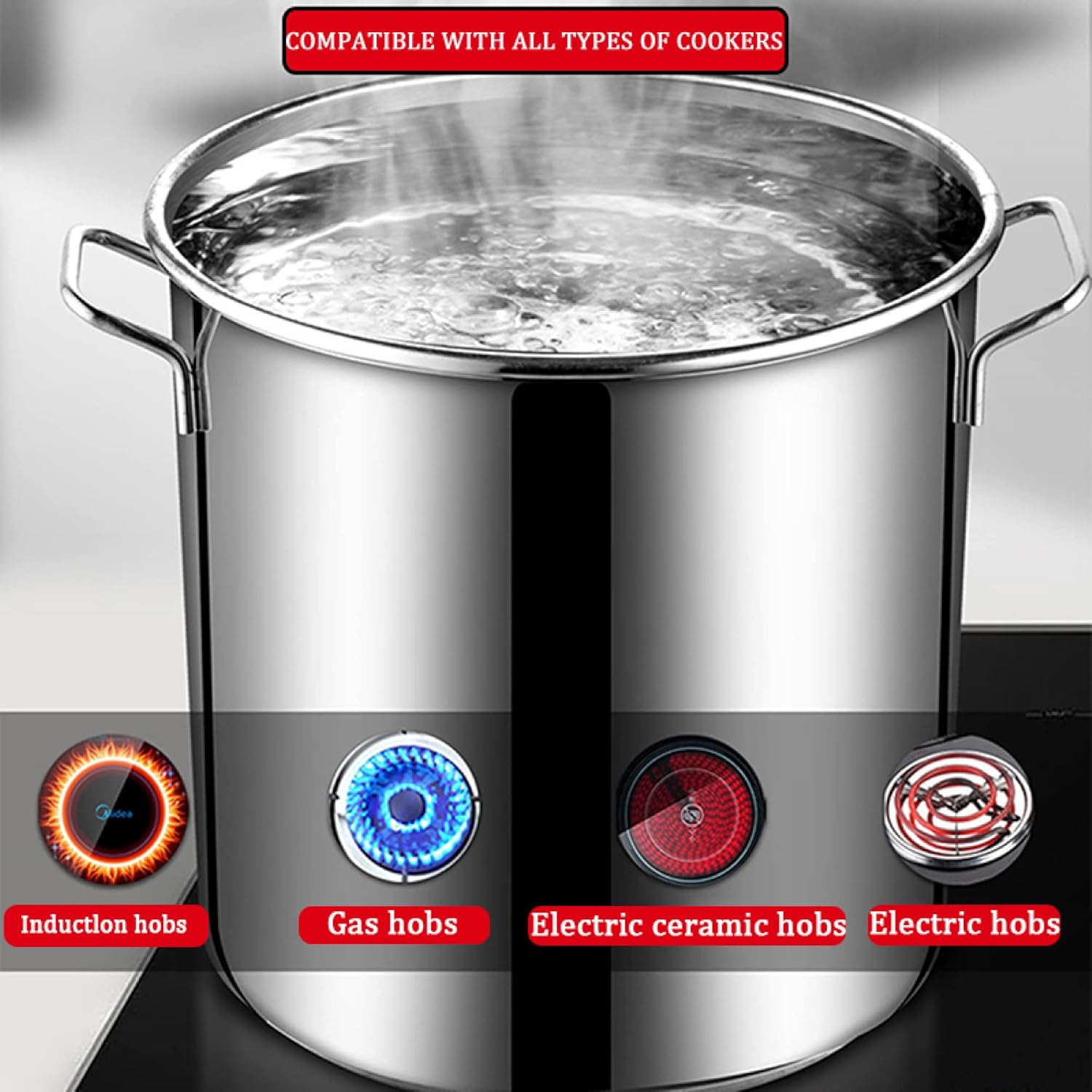 Ergonomic Stainless Steel Stock Pot