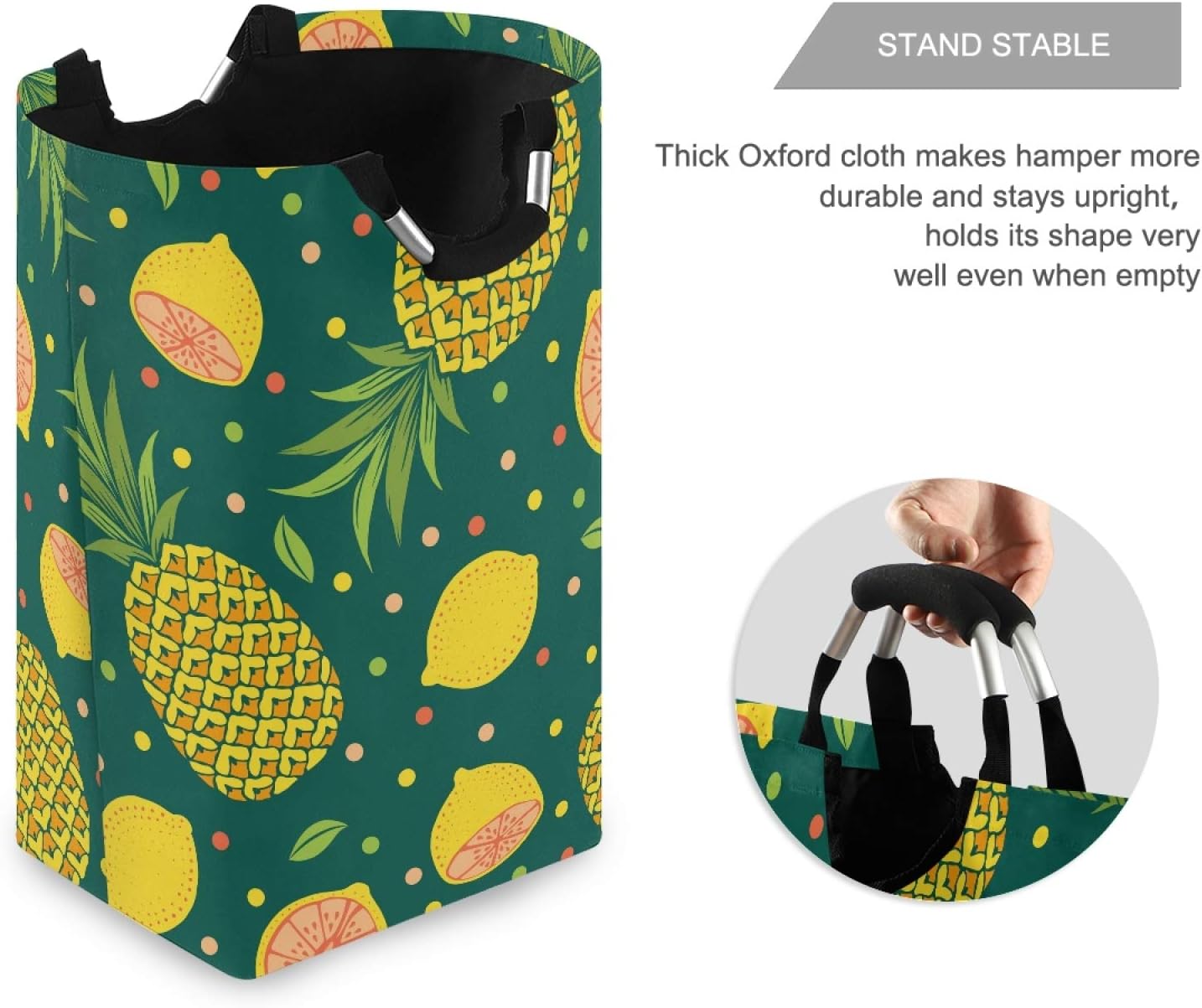 Susiyo Exotic Fruits Pineapples Limes Collapsible Laundry Basket with Handle