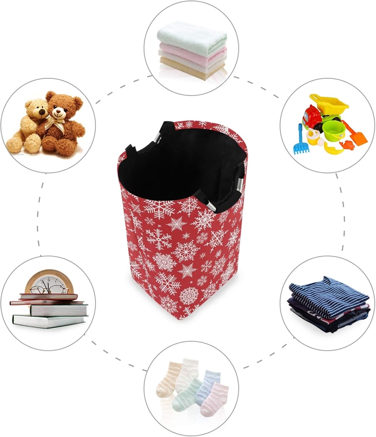 Sushi Christmas White Snowflakes Laundry Basket