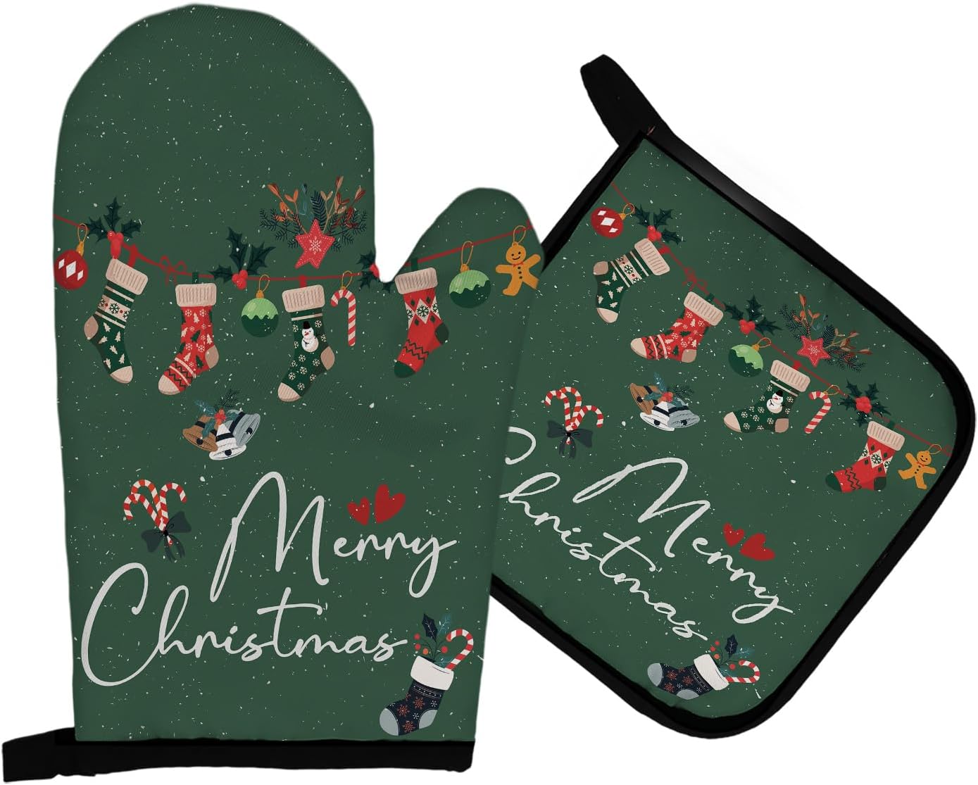 Mingnei Christmas Oven Mitts and Potholders Set