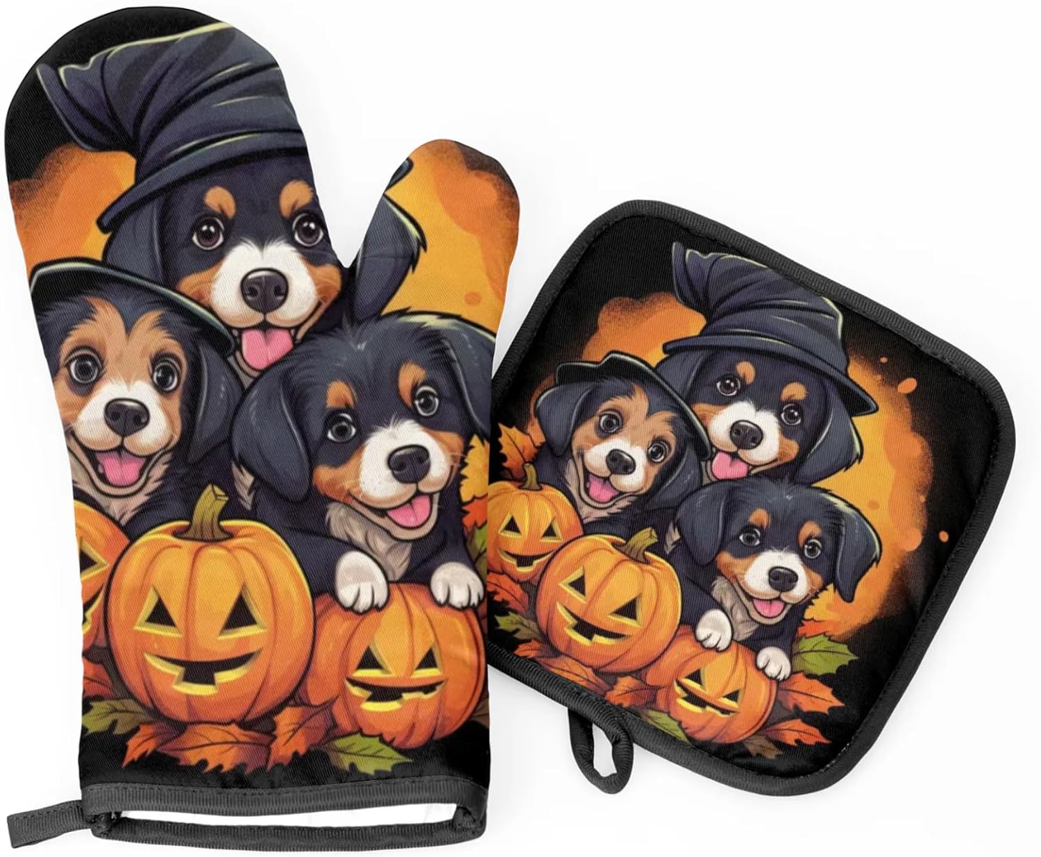 Halloween Pumpkins Oven Mitts Set of 2 for Dogs