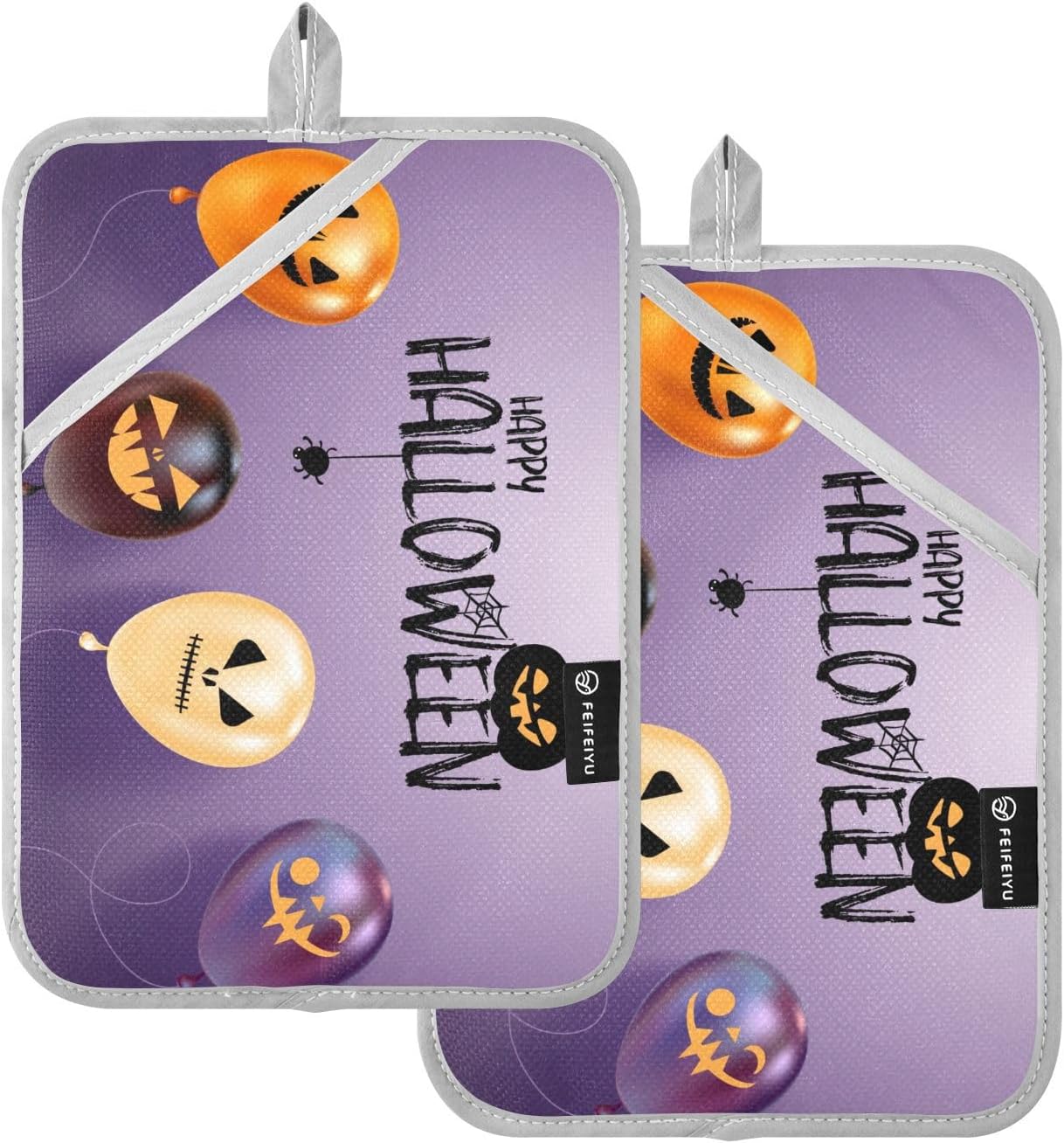 Scary-Facing 2Pcs Pot Holder Halloween Balloons Kitchen Baking Set