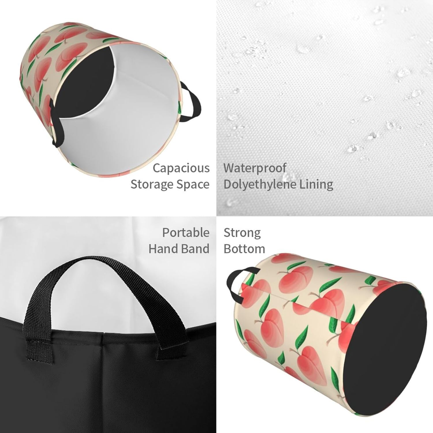 Peach Laundry Hamper Foldable Basket