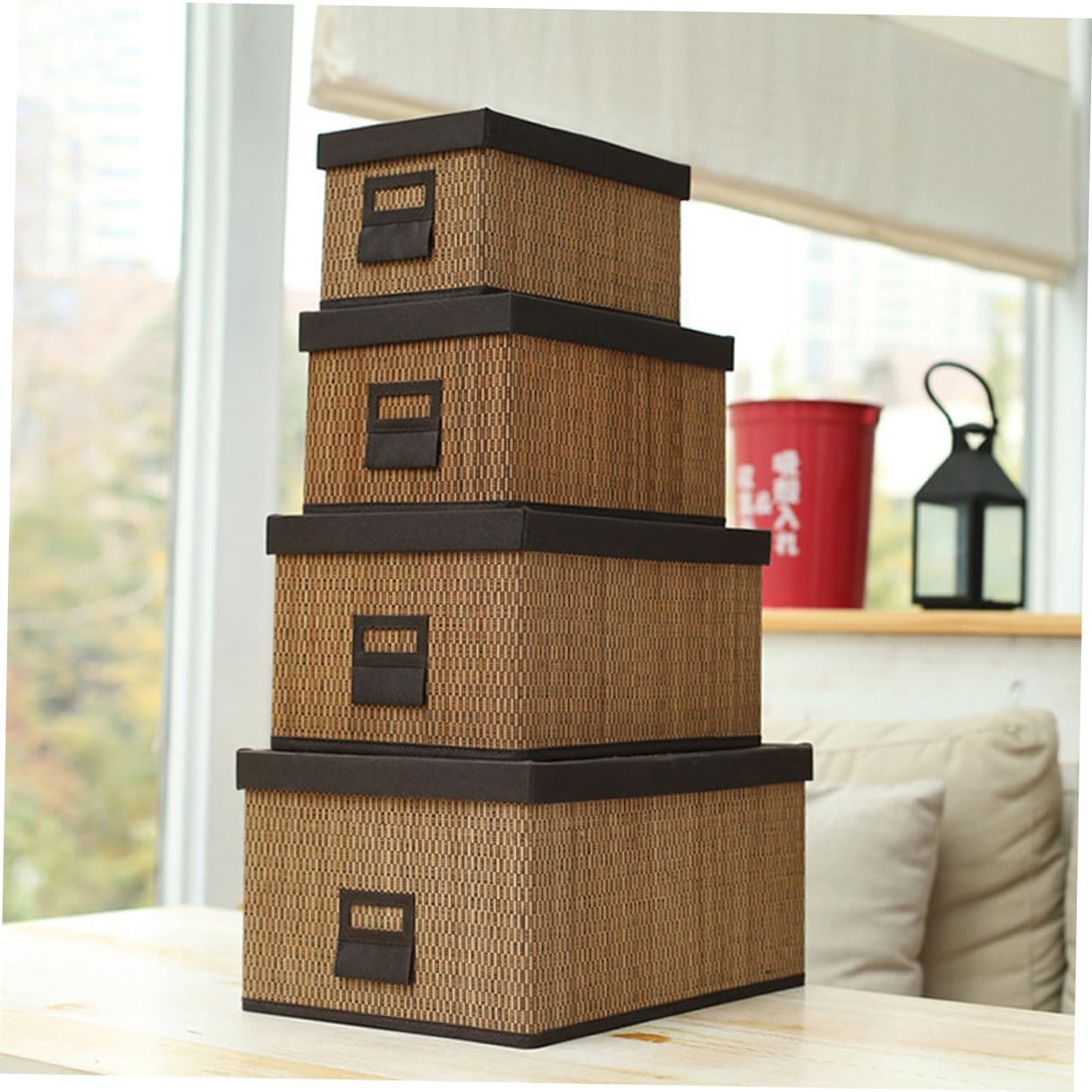 BESTonZON Wicker Laundry Basket with Lid Drawer Organizer