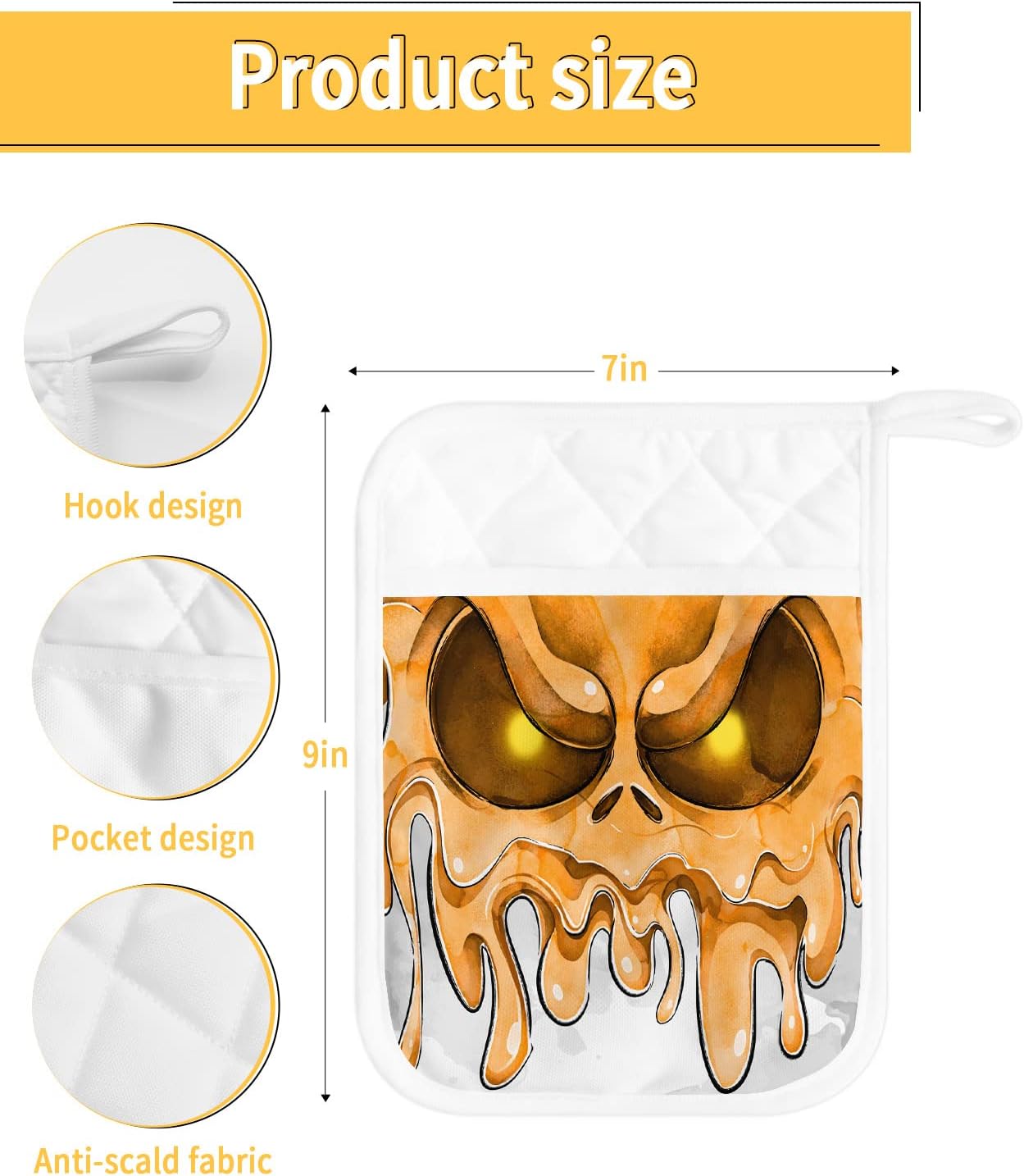 Halloween SkullDV Devil Pot Holder Set 5pcs Heat-Resistant Kitchen Pots Set Trivets