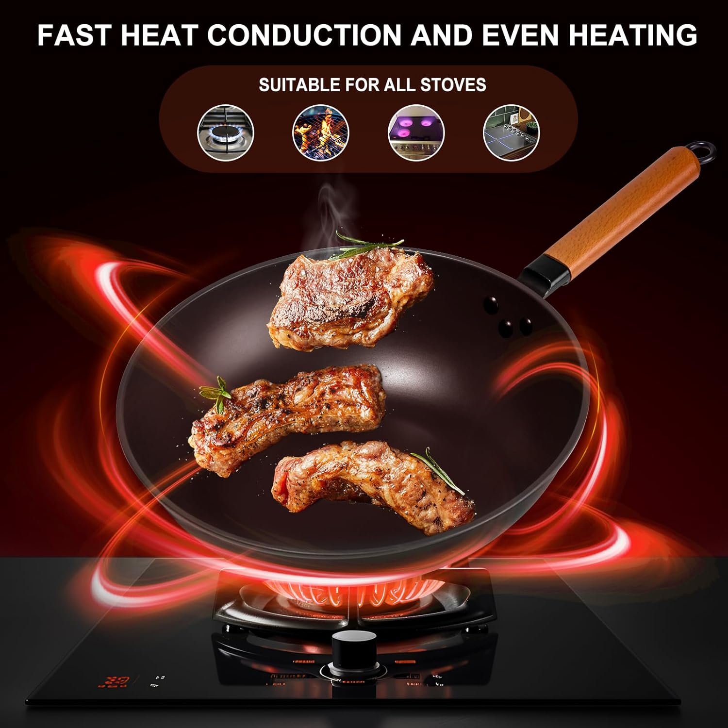 Premium 13 Wok with Lid for Efficient Cooking