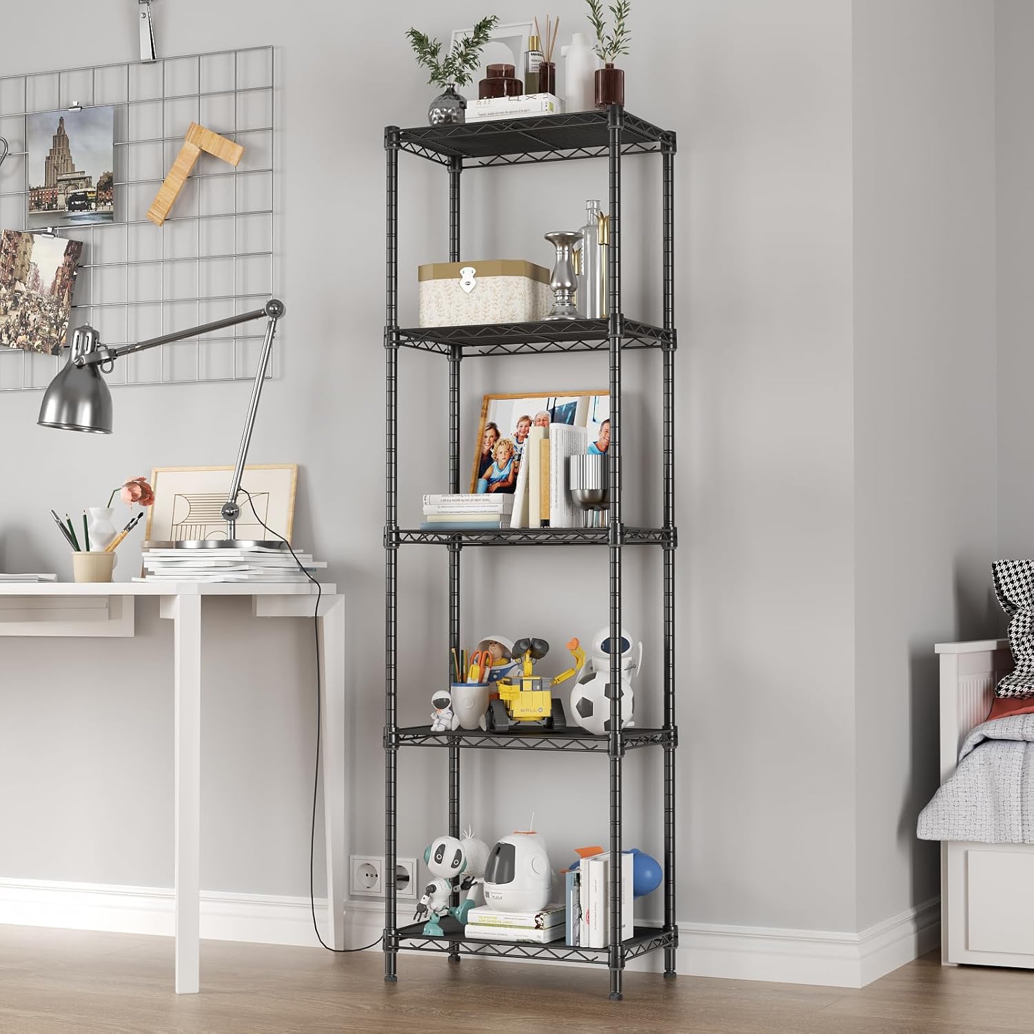 Adjustable 5-Tier Wire Shelf Metal Storage for Kitchen Bathroom