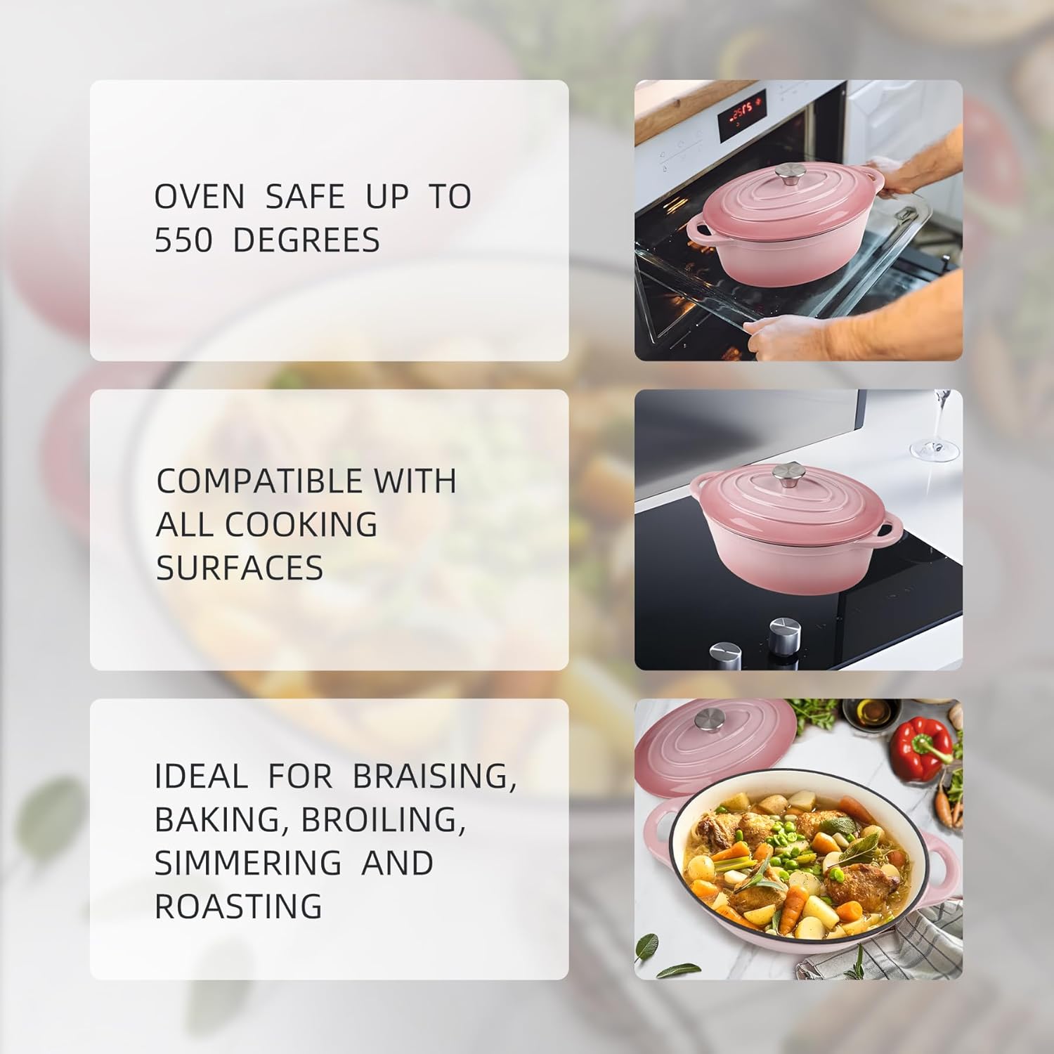 Alathote 55 Quart Enameled Cast Iron Dutch Oven with Lid