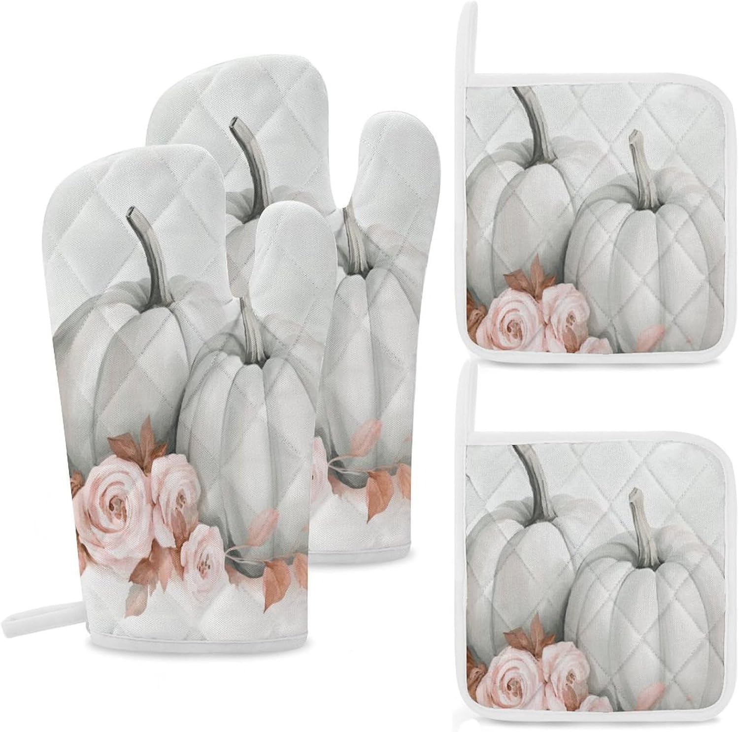 Versatile Fall Design Oven Mitts and Pot Holders Set for Kitchen Essential