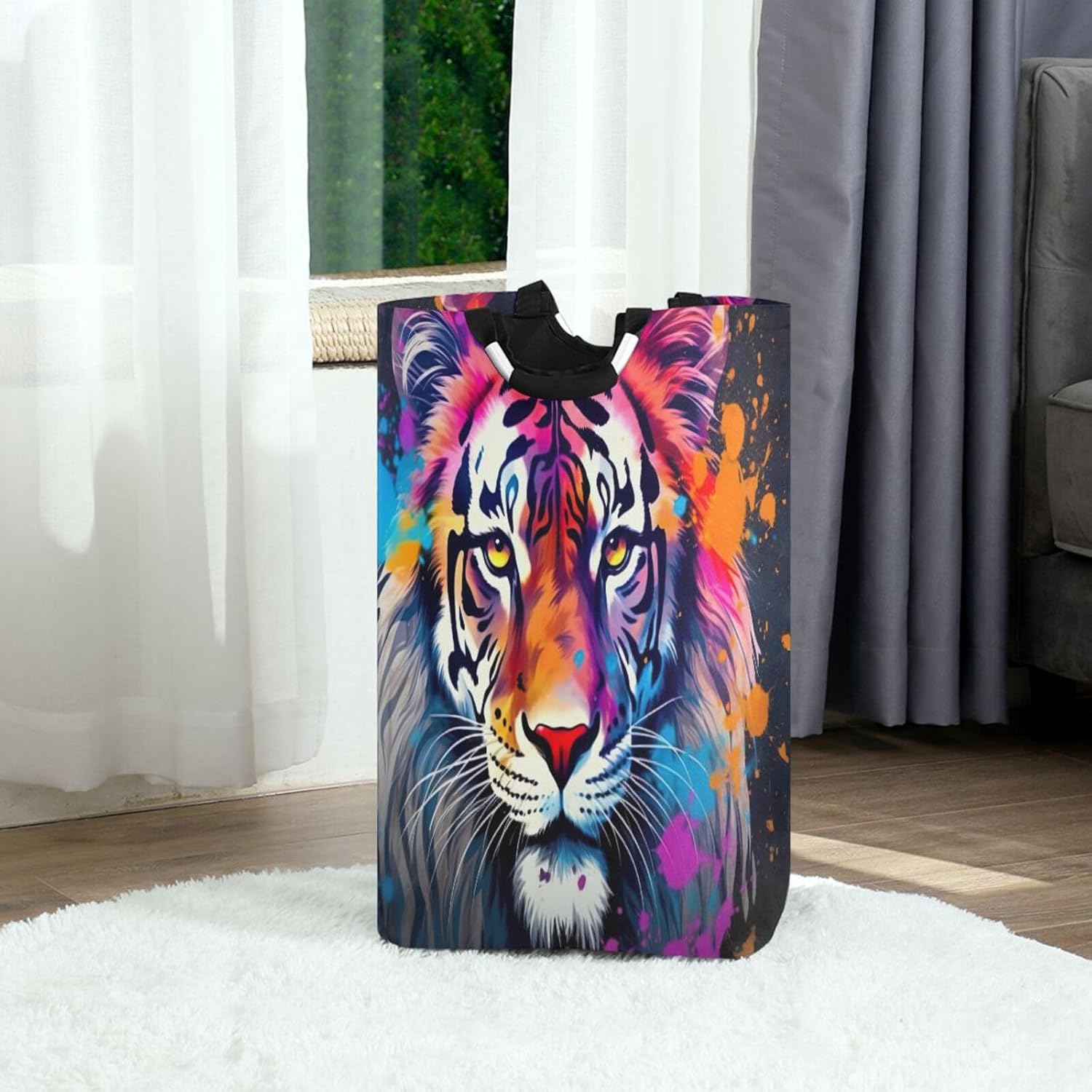 Kigai Foldable Laundry Basket with Tiger Design