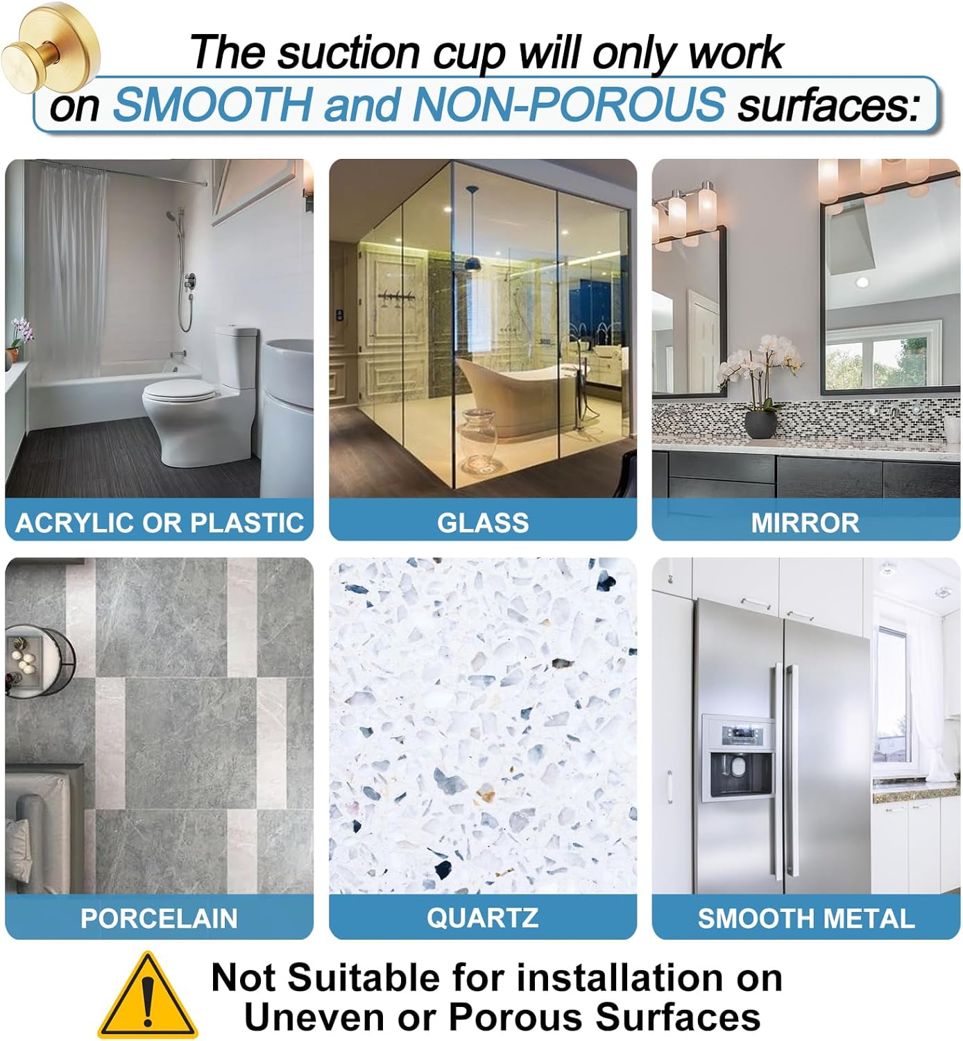 Suction Cup Hooks for Bathroom More - Gold Pack