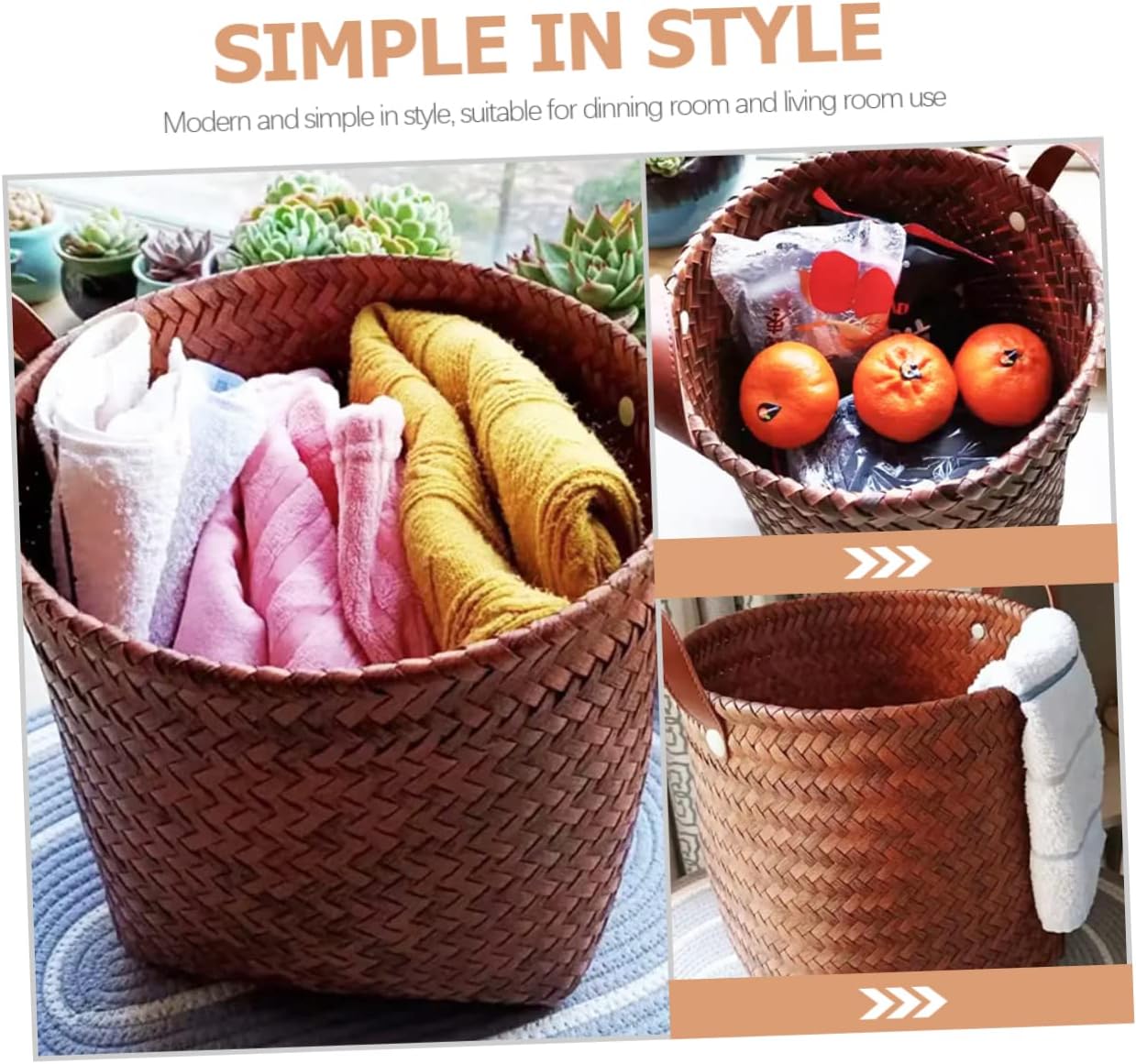 Versatile Wicker Storage Basket For Cars Toys Laundry