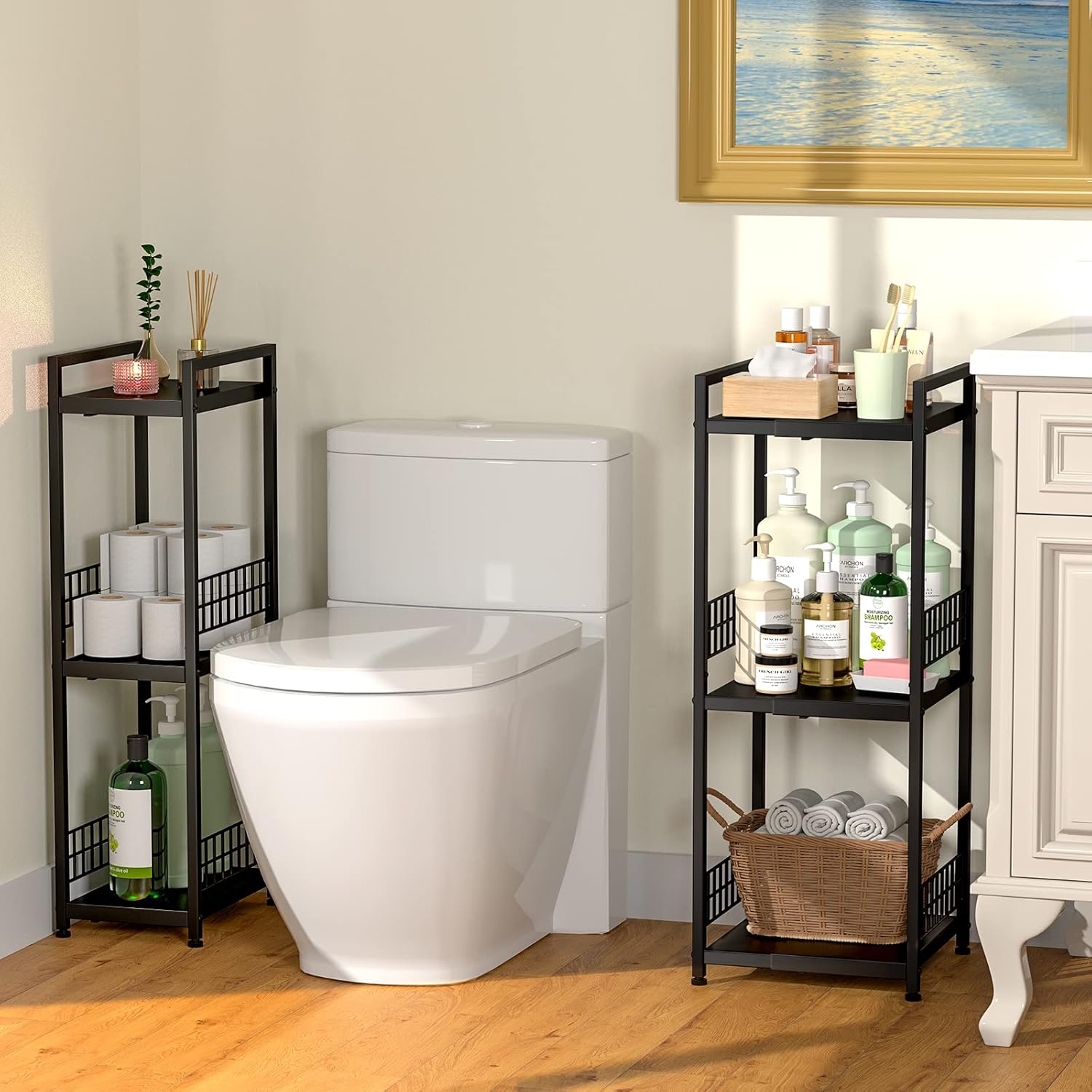 3-Tier Expandable Metal Shelf Free-Standing Bathroom Organizer