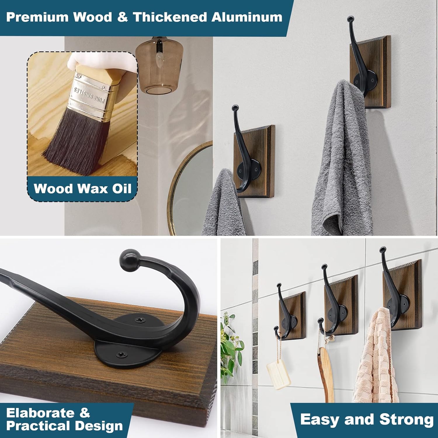 Rustic Farmhouse Towel Hooks 2 Pack