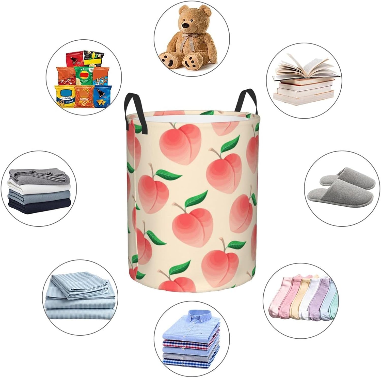 Peach Laundry Hamper Foldable Basket