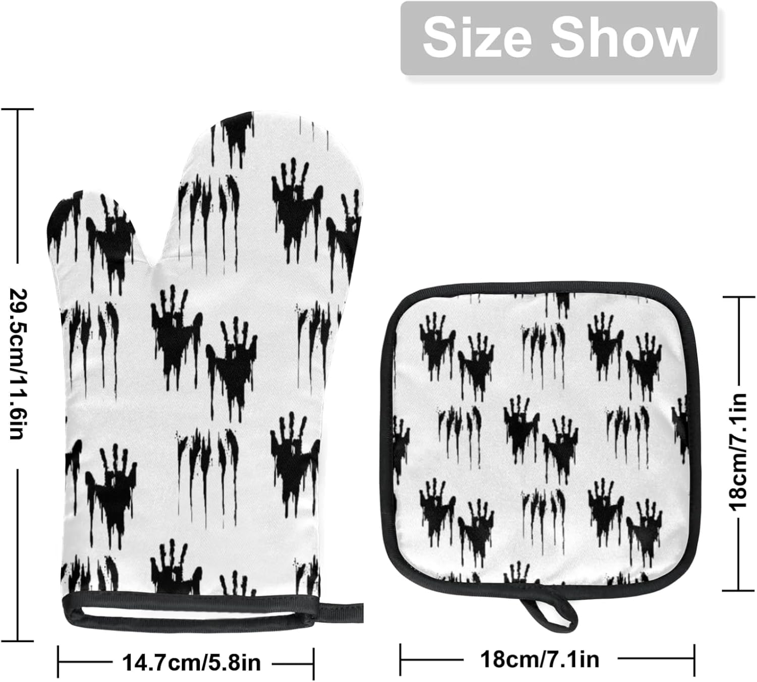 Halloween Skull Oven Mitts Pot Holders Set