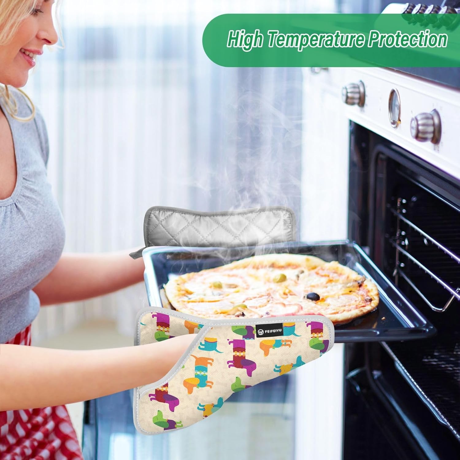 Colorful Dog Potholder Set for Kitchen Safety