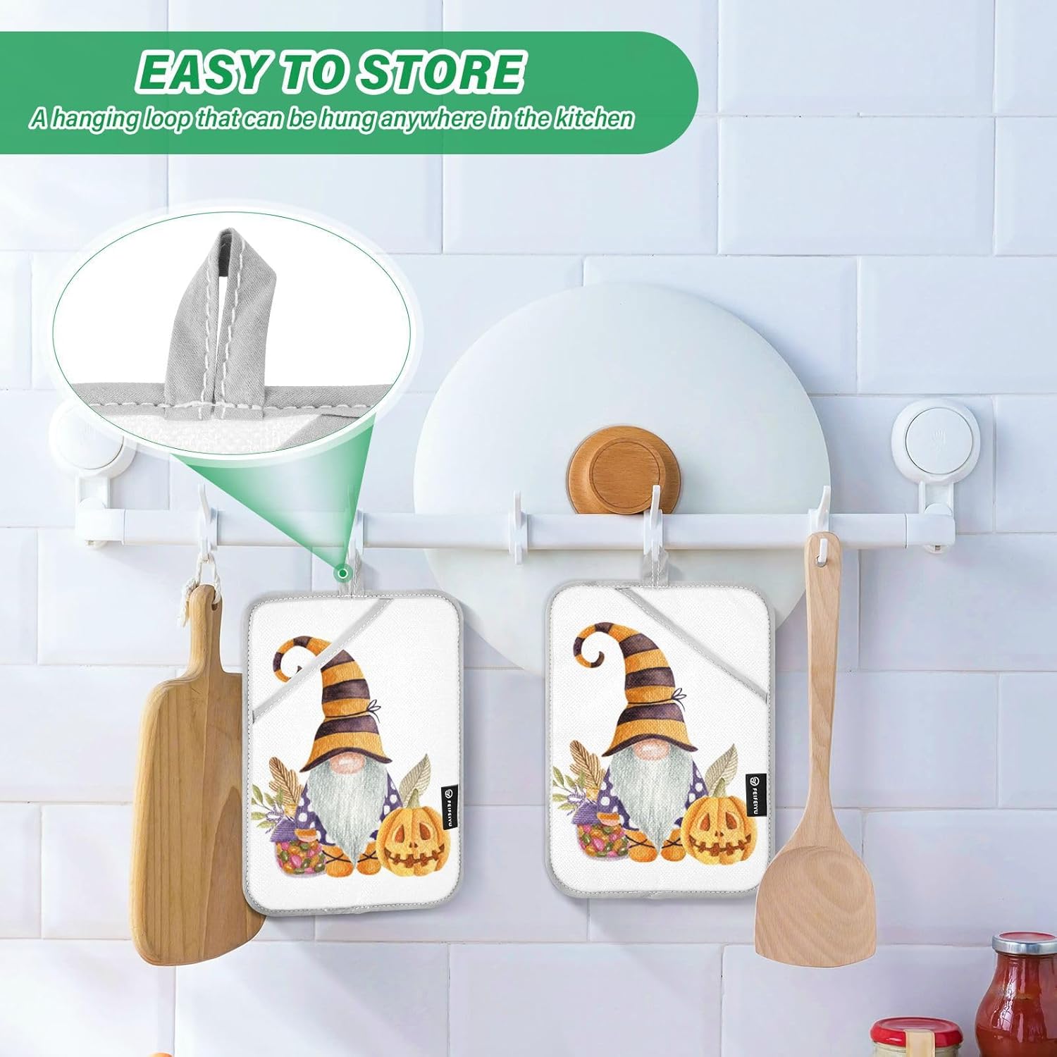 Halloween Gnome 2Pcs Pot Holder Set Heat Resistant