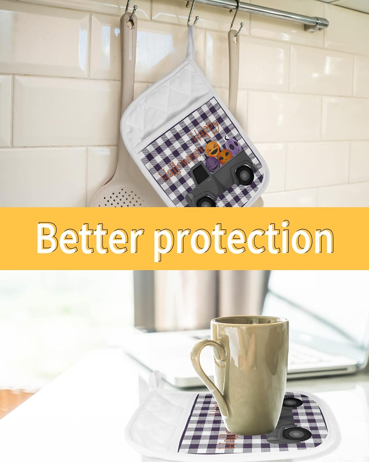 Happy Halloween Heat-Resistant Potholder with Pocket