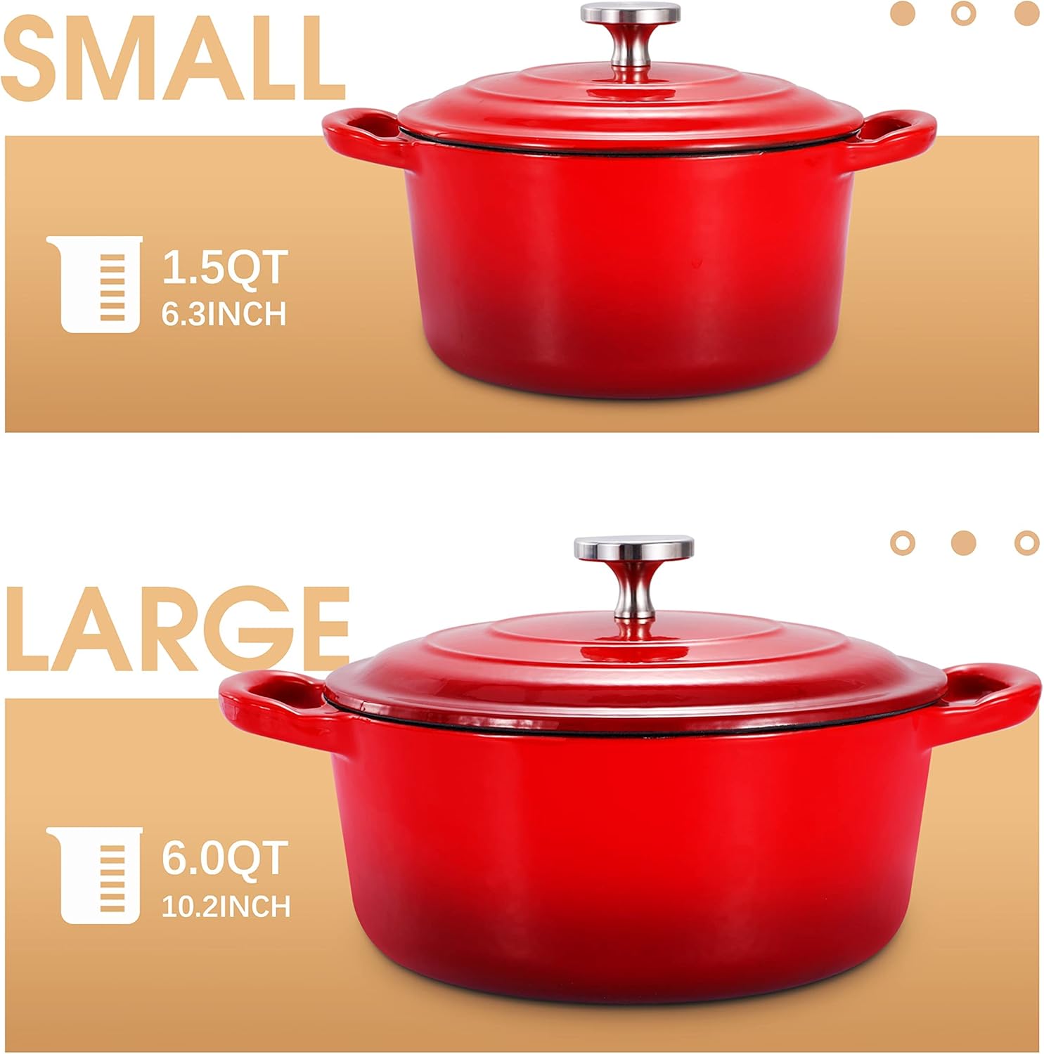 Elegant Dutch Oven Set with 6QT 15QT Pots