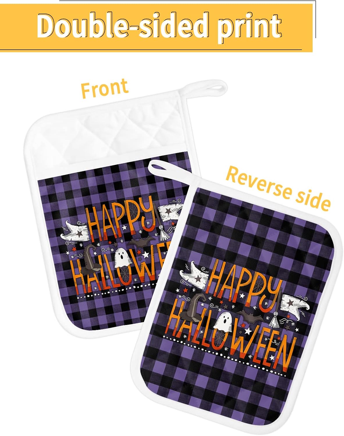 JasmineM Halloween Ghost Pot Holders with Pocket for Kitchen Set of 5