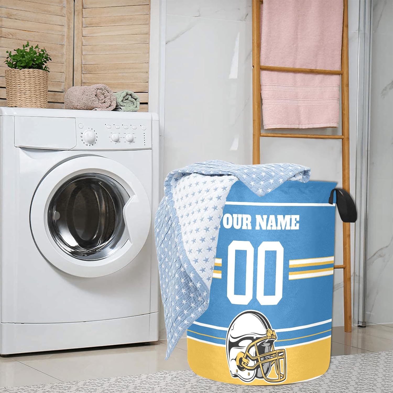 Custom Football Style Laundry Hamper for Kids Lightweight Durable Storage Solution
