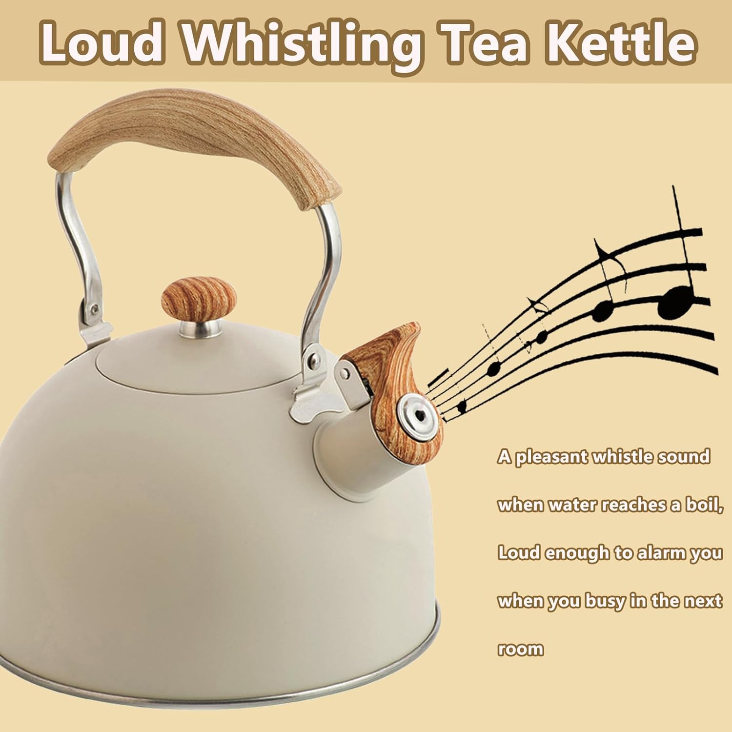 26 Quart Whistling Tea Kettle with Ergonomic Handle - Effortless Tea Brewing Experience
