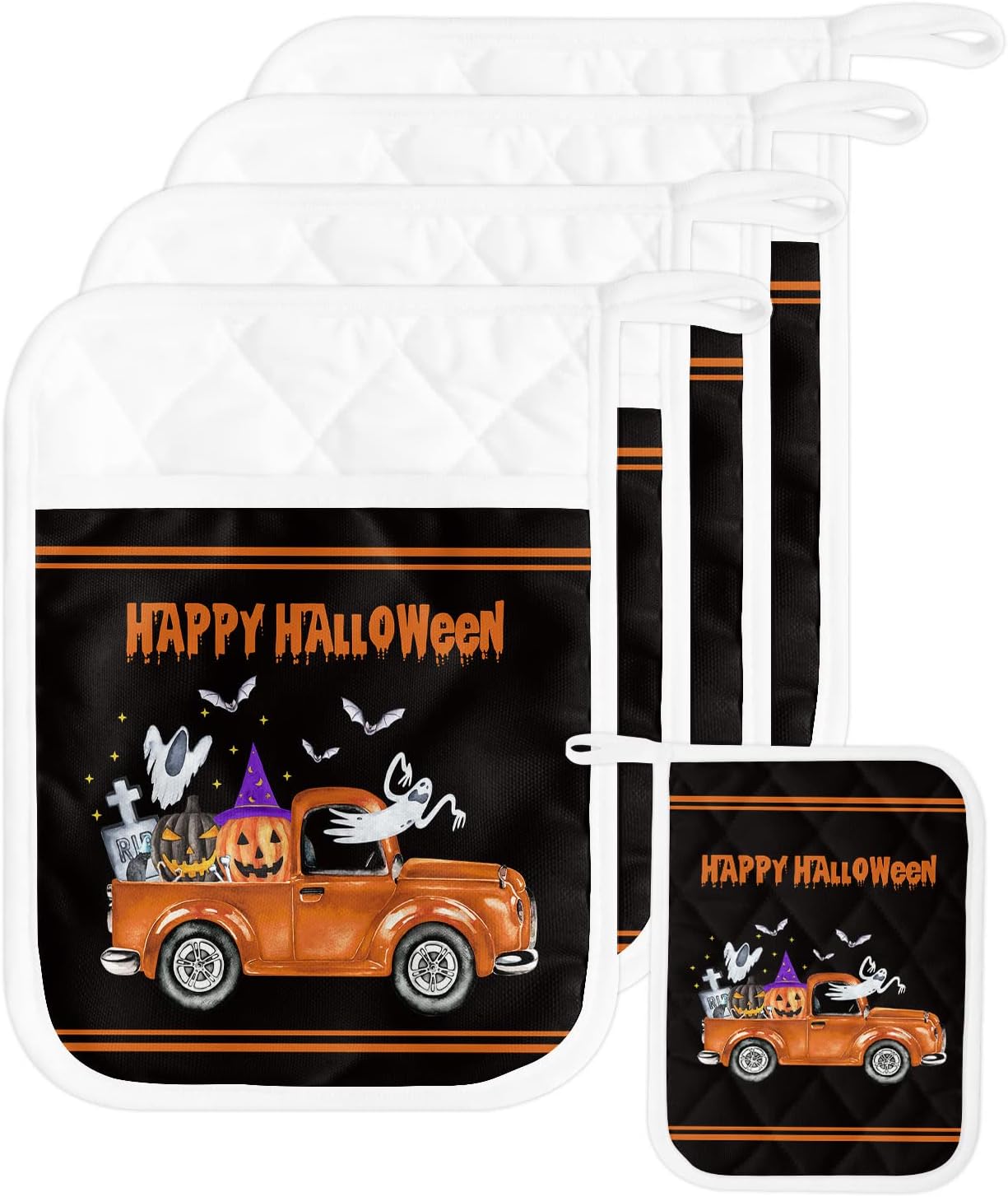 HilariousM Spooky Halloween 5-Piece Pot Holder Set