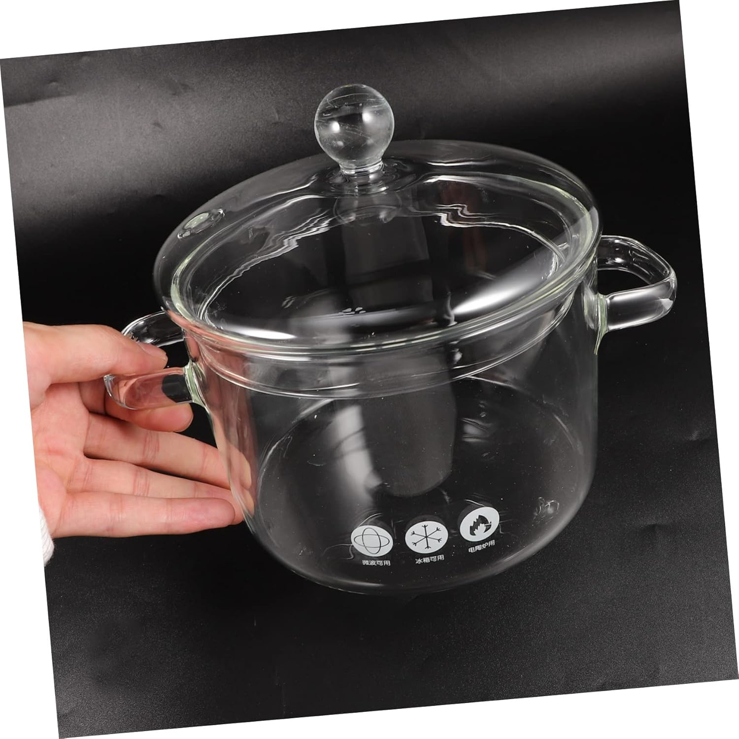 High Borosilicate Glass Stockpot with Double Handles and Lid