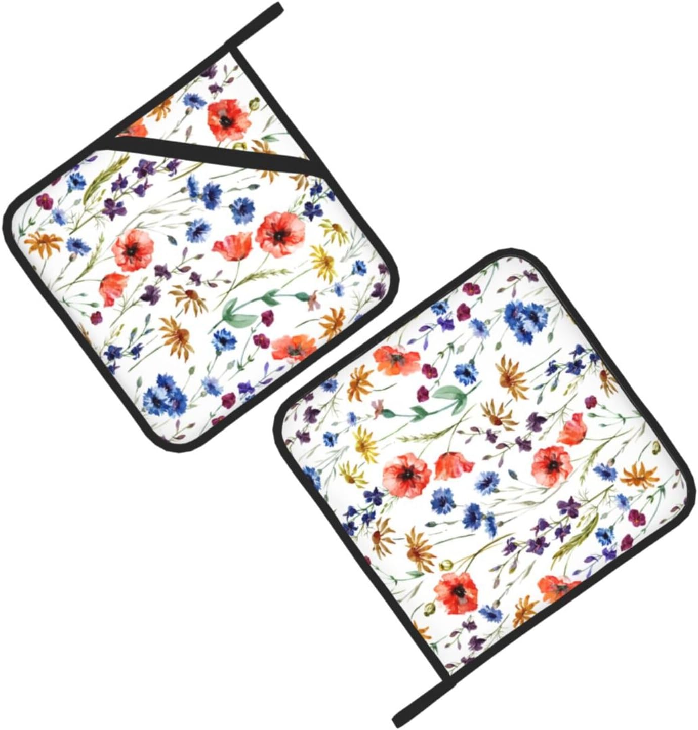 Wildflowers Watercolor Potholder Set 2PCS Heat Resistant