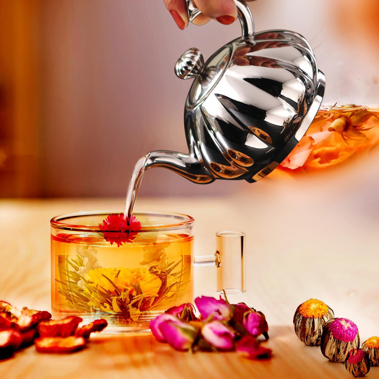 Pumpkin-Style Stainless Steel Tea Kettle Small Durable for Coffee Tea