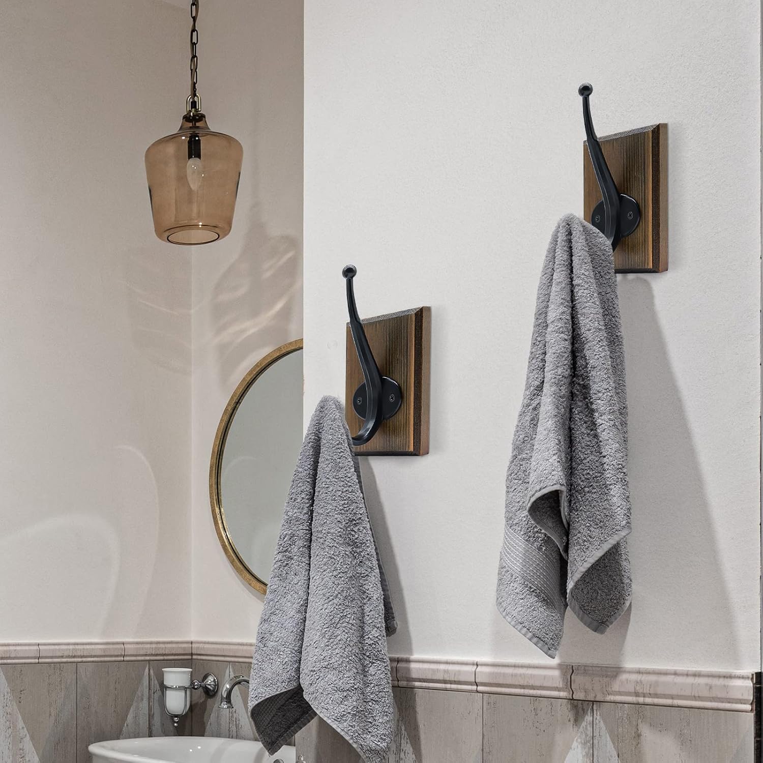 Rustic Farmhouse Towel Hooks 2 Pack