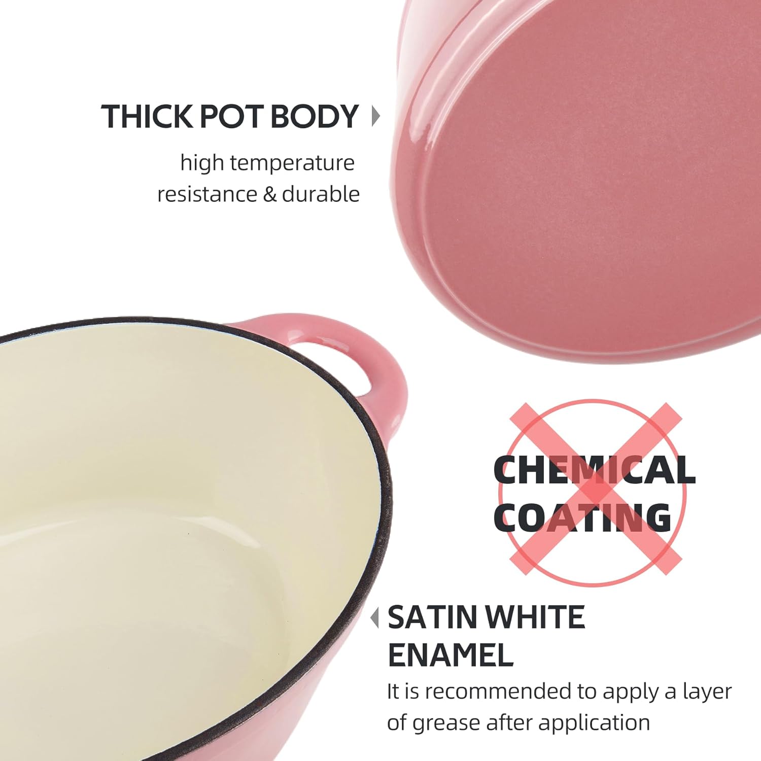 Alathote 55 Quart Enameled Cast Iron Dutch Oven with Lid