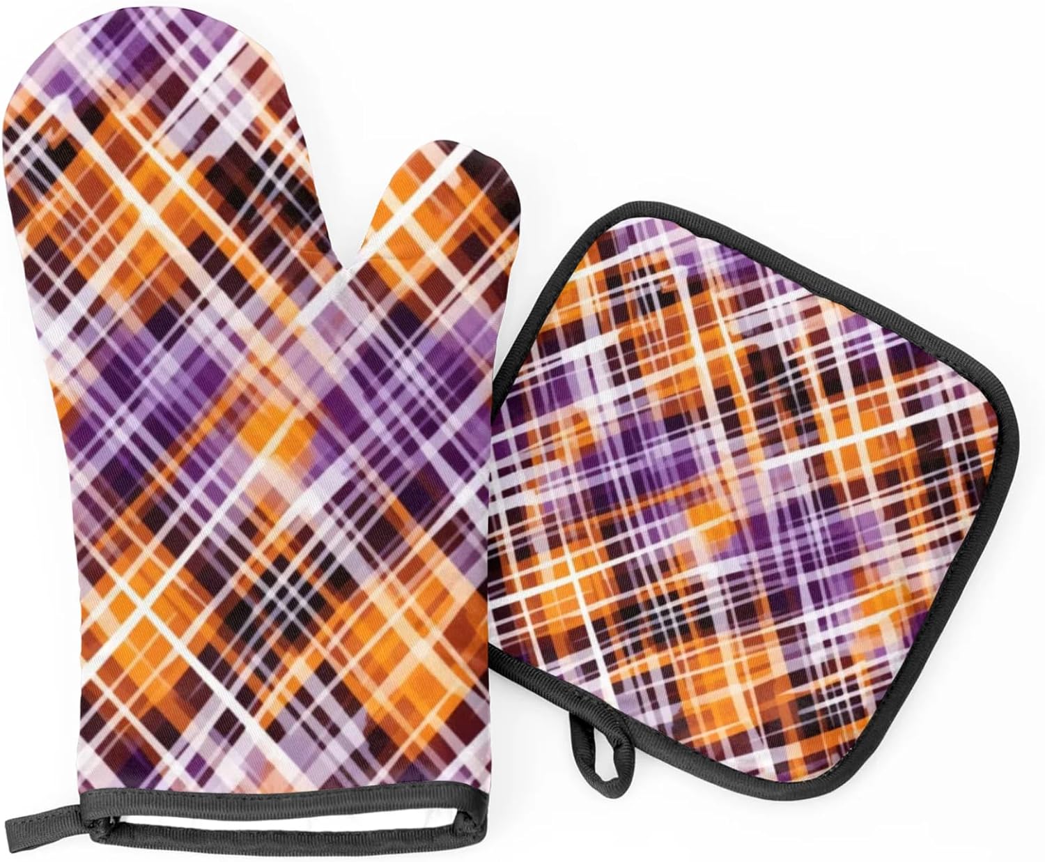 Halloween Lattice Halloween Oven Mitts Set of 2 Heat Resistant Kitchen Gloves
