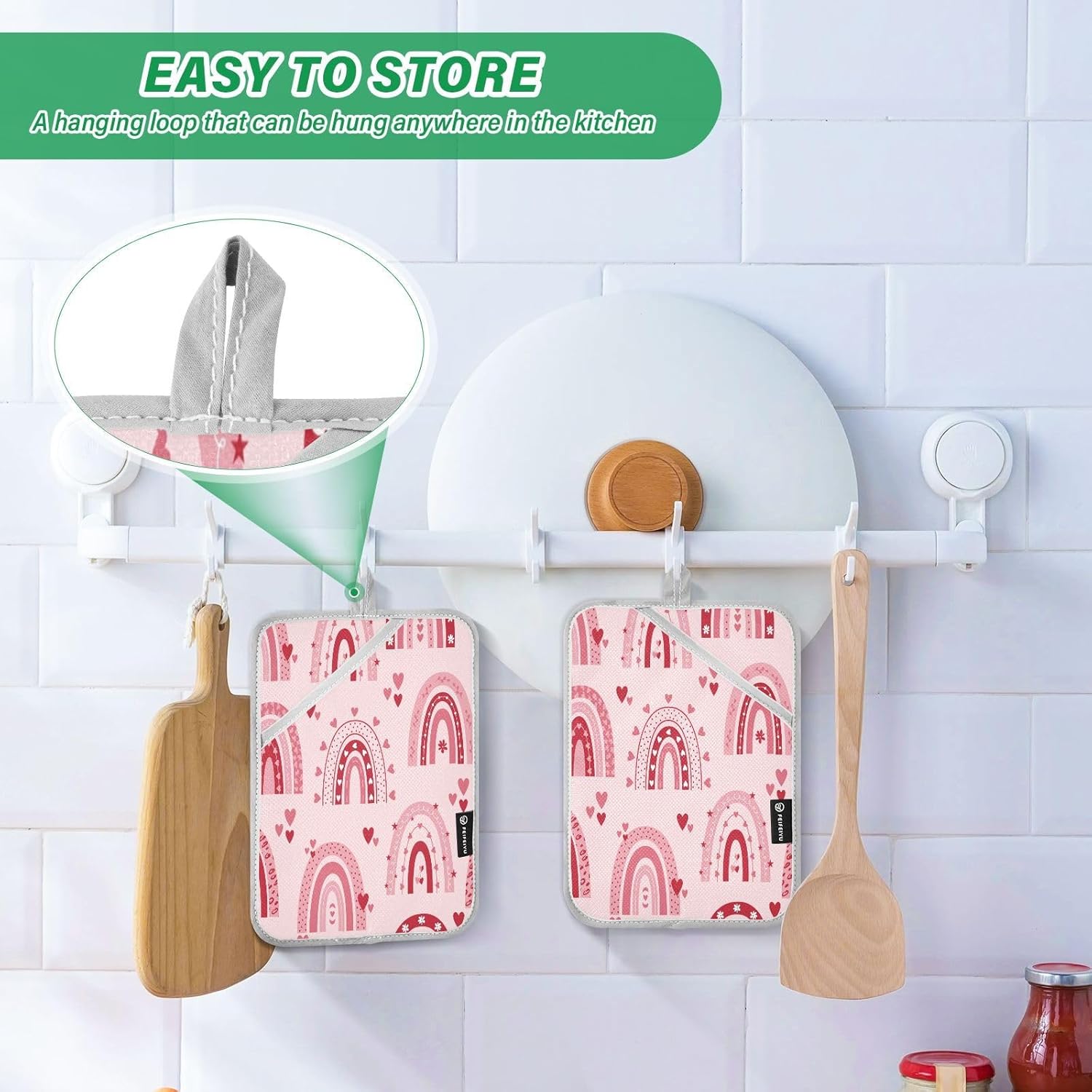 Stylish Valentines Day Heat-Resistant Pot Holder Set for Kitchen Use